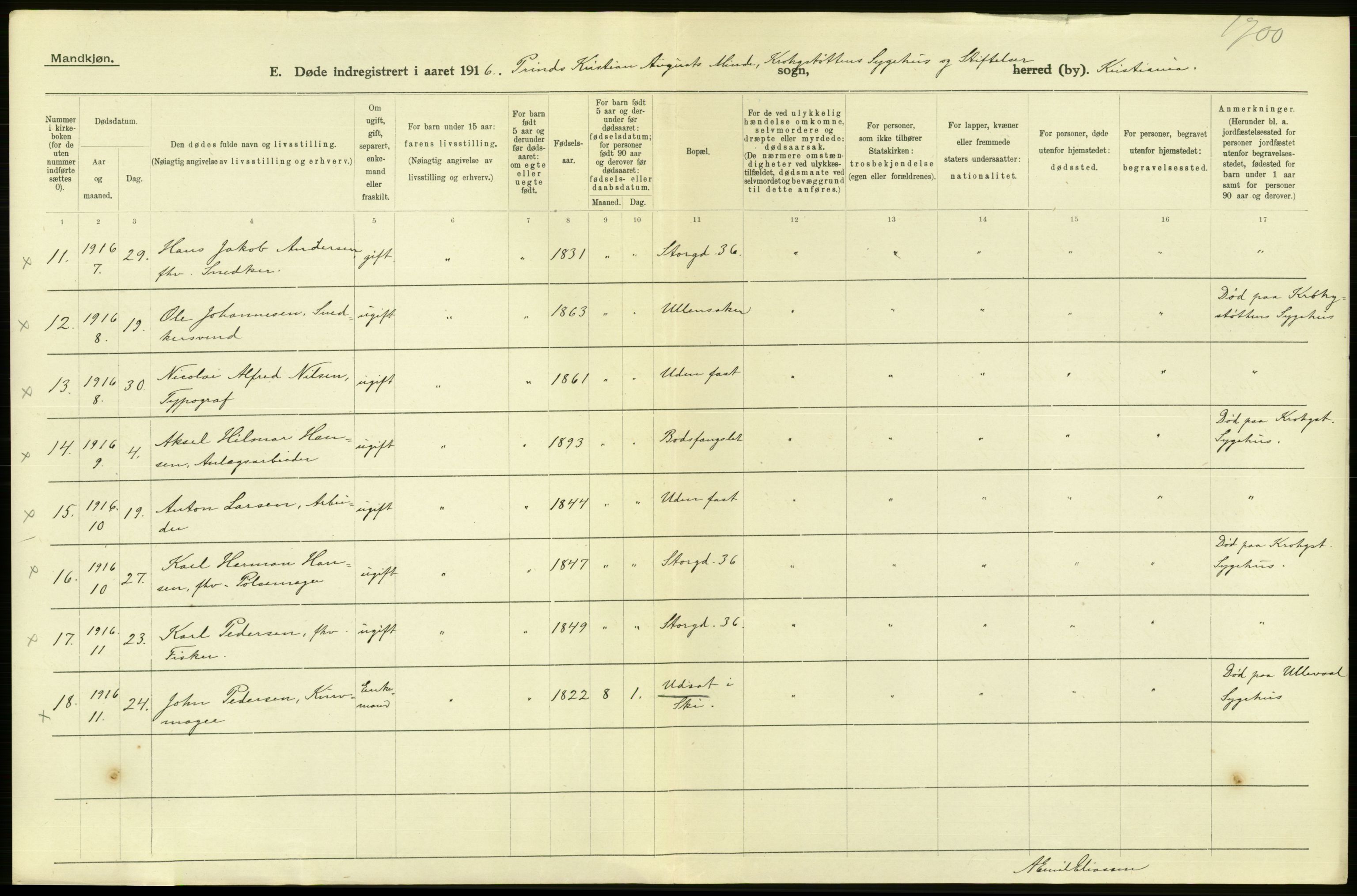 Statistisk sentralbyrå, Sosiodemografiske emner, Befolkning, RA/S-2228/D/Df/Dfb/Dfbf/L0007: Kristiania: Levendefødte menn og kvinner., 1916, s. 518