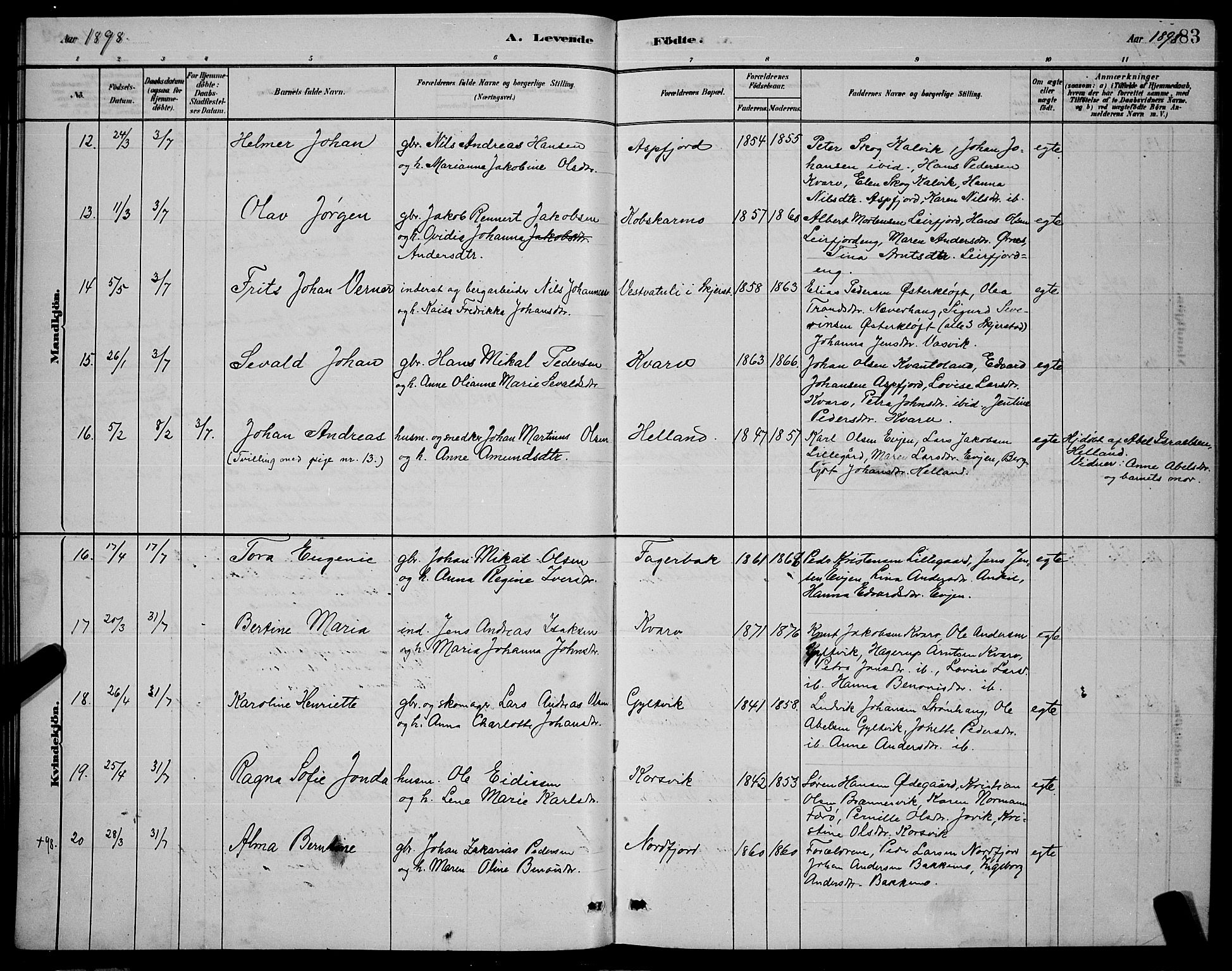 Ministerialprotokoller, klokkerbøker og fødselsregistre - Nordland, AV/SAT-A-1459/853/L0772: Ministerialbok nr. 853A11, 1881-1900, s. 83