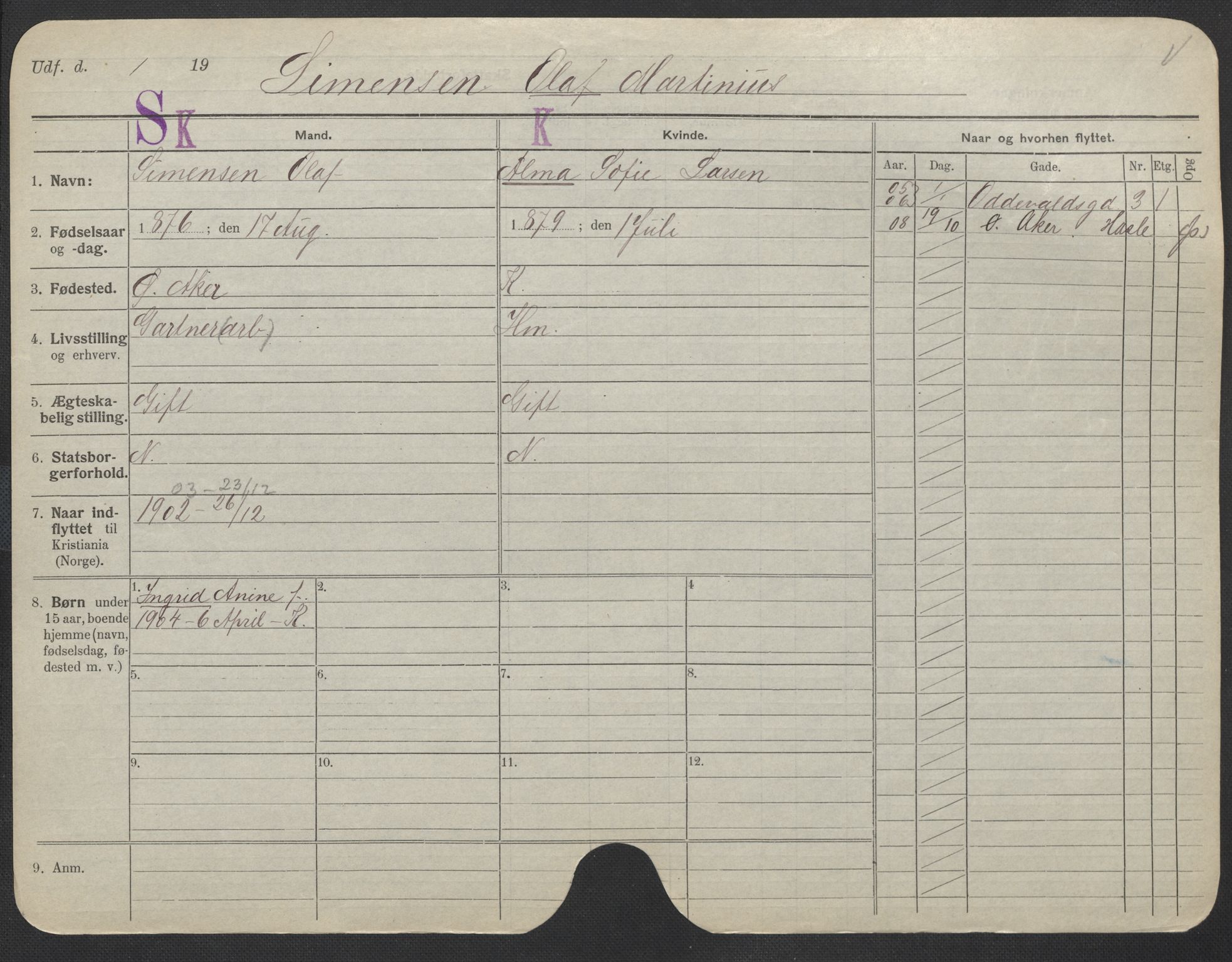 Oslo folkeregister, Registerkort, AV/SAO-A-11715/F/Fa/Fac/L0010: Menn, 1906-1914, s. 276a