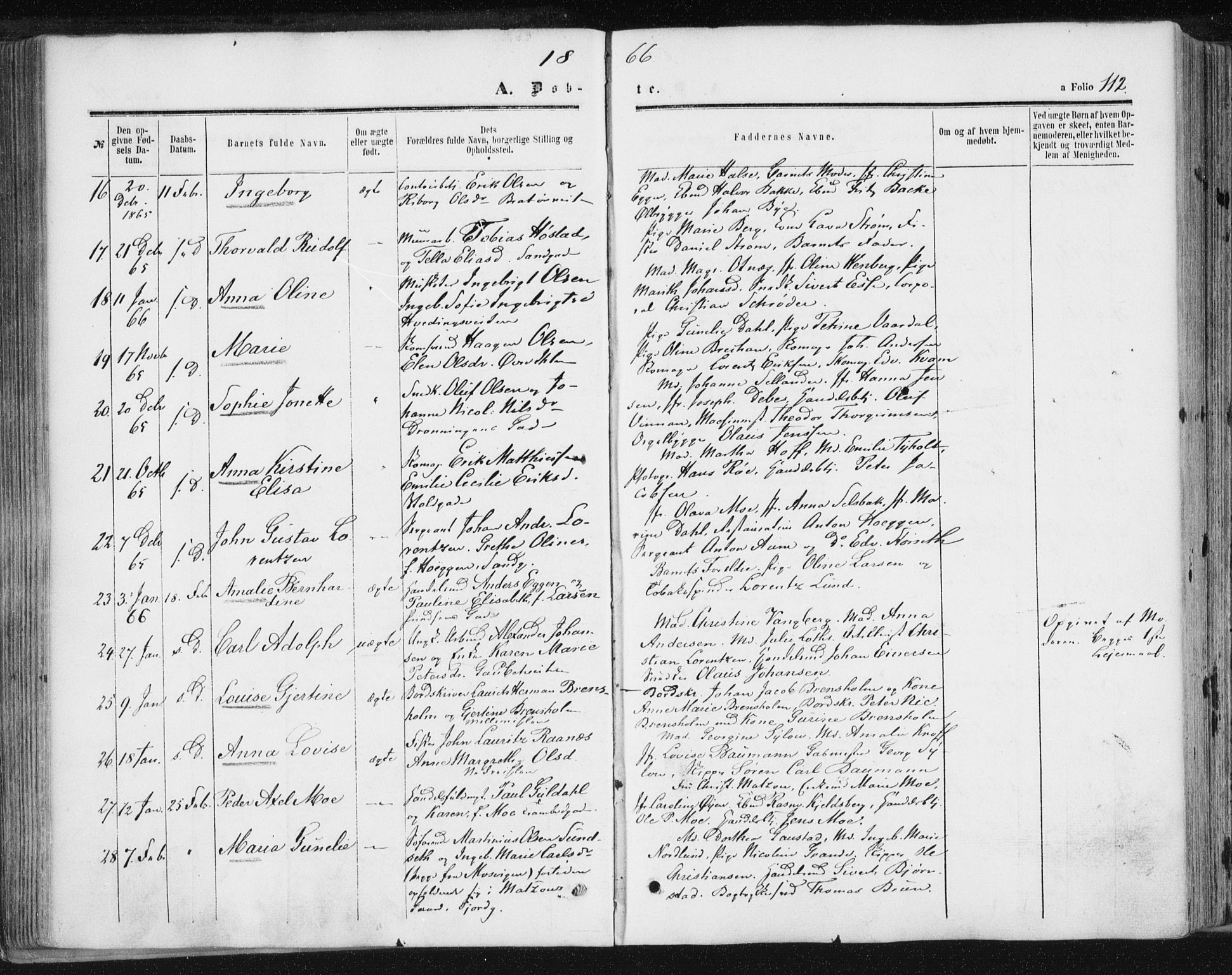 Ministerialprotokoller, klokkerbøker og fødselsregistre - Sør-Trøndelag, SAT/A-1456/602/L0115: Ministerialbok nr. 602A13, 1860-1872, s. 112