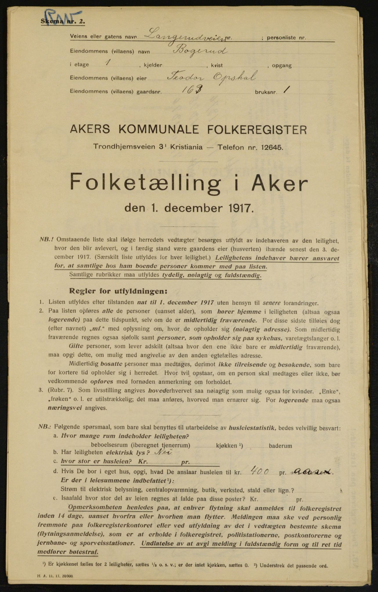 OBA, Kommunal folketelling 1.12.1917 for Aker, 1917, s. 17212