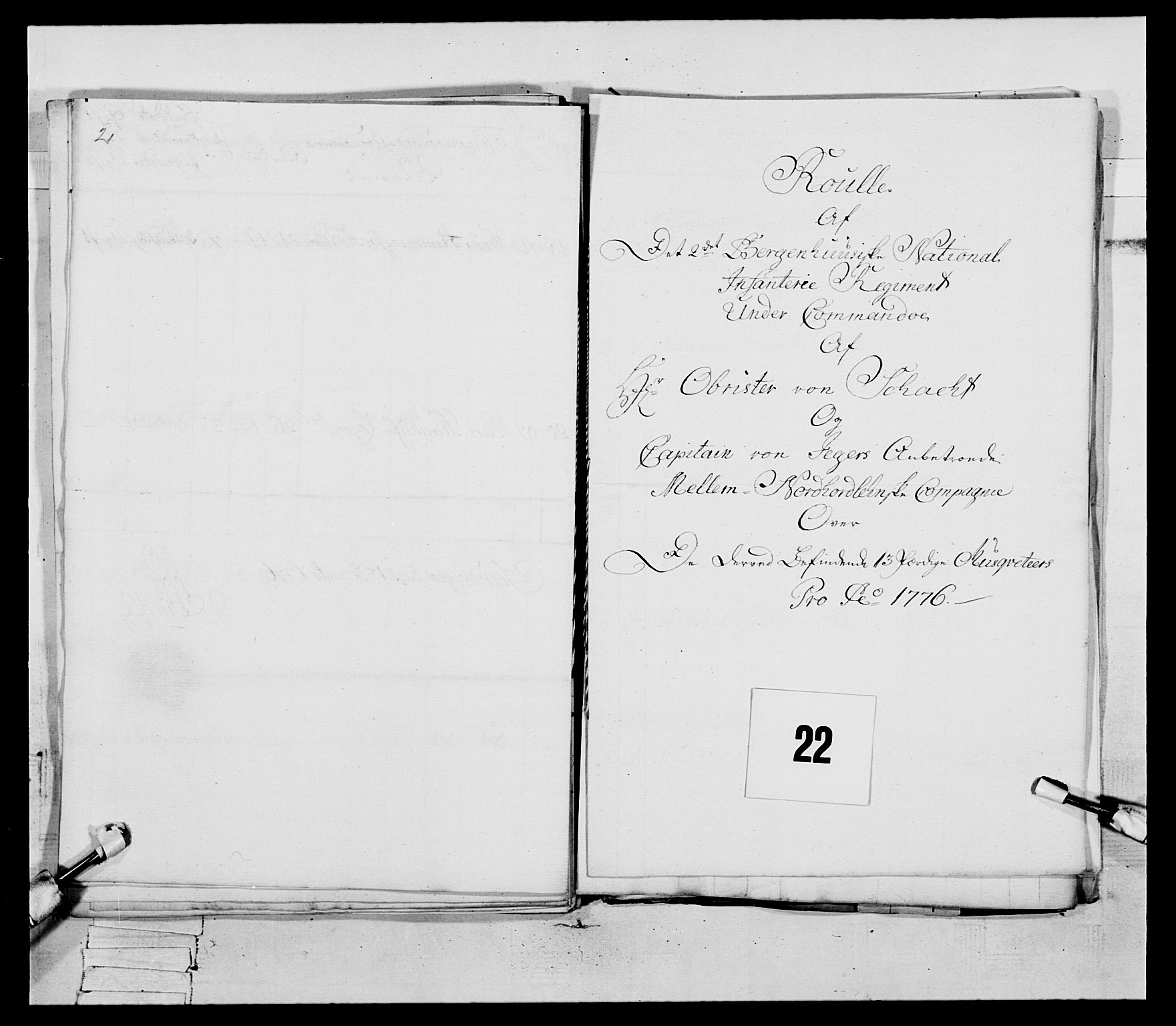 Generalitets- og kommissariatskollegiet, Det kongelige norske kommissariatskollegium, AV/RA-EA-5420/E/Eh/L0094: 2. Bergenhusiske nasjonale infanteriregiment, 1776-1779, s. 87