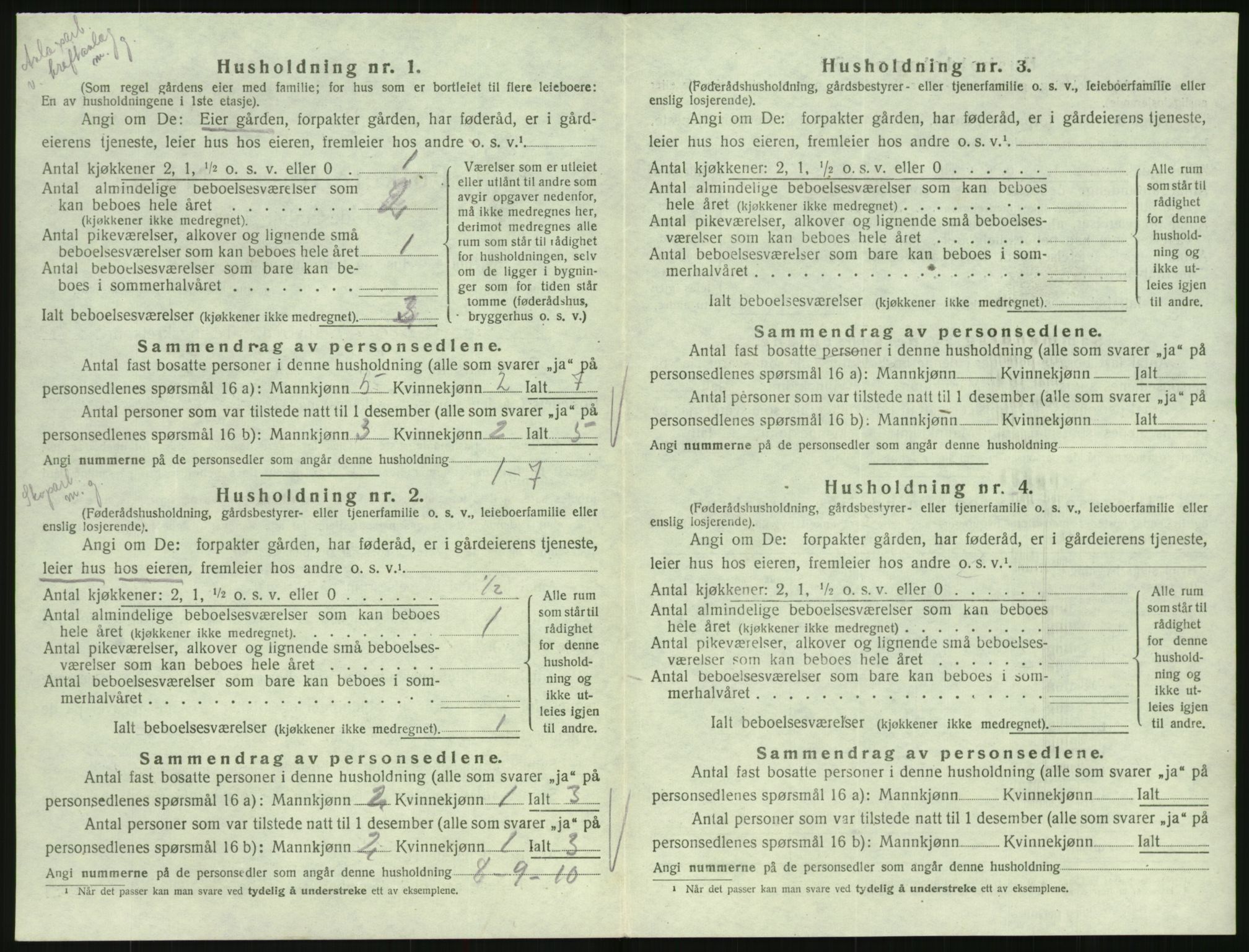 SAK, Folketelling 1920 for 0936 Hornnes herred, 1920, s. 422