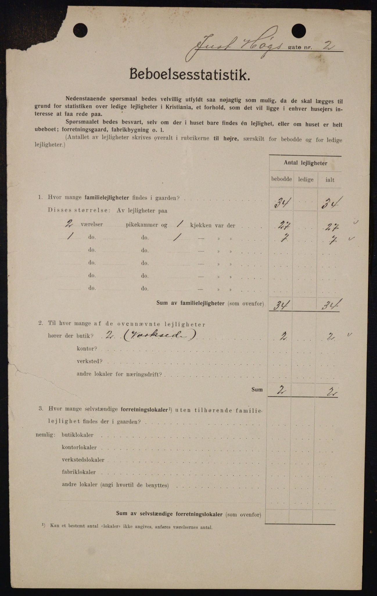 OBA, Kommunal folketelling 1.2.1909 for Kristiania kjøpstad, 1909, s. 43532