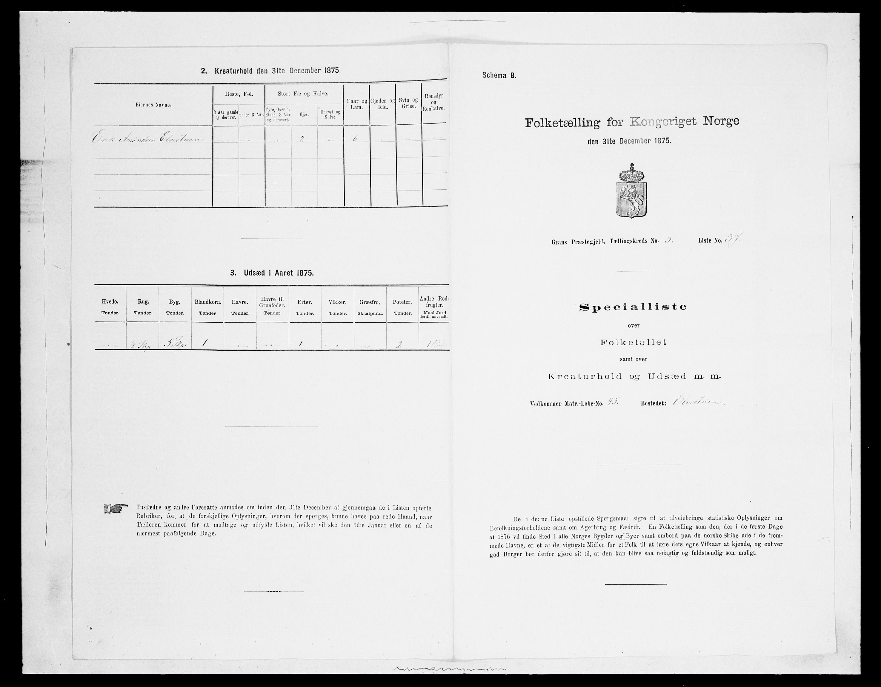 SAH, Folketelling 1875 for 0534P Gran prestegjeld, 1875, s. 448