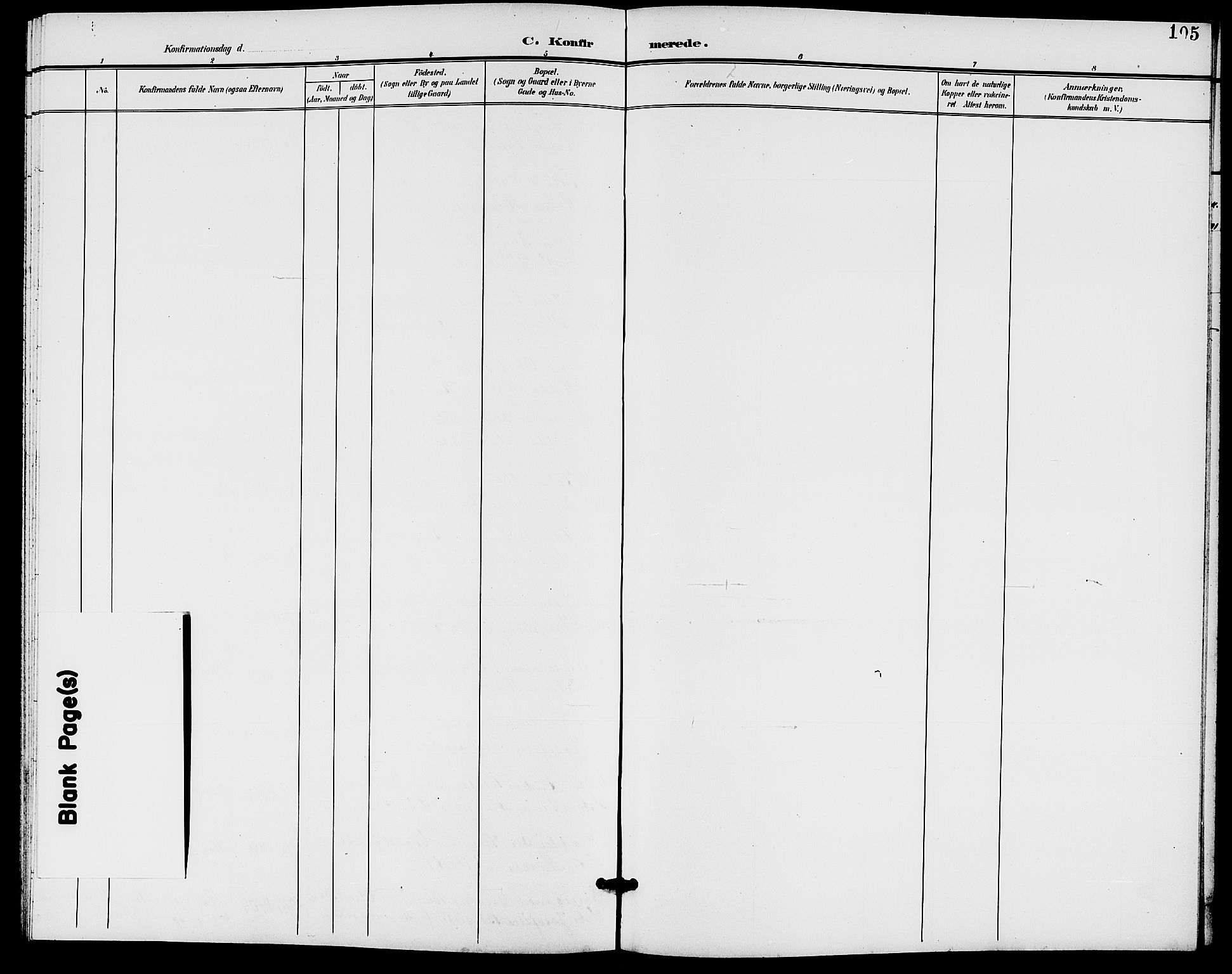 Rødenes prestekontor Kirkebøker, SAO/A-2005/G/Ga/L0002: Klokkerbok nr. I 2, 1901-1910, s. 105