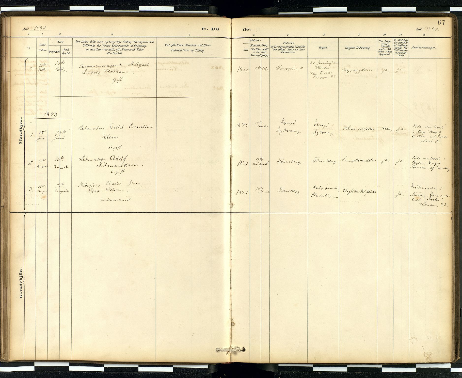 Den norske sjømannsmisjon i utlandet/London m/bistasjoner, AV/SAB-SAB/PA-0103/H/Ha/L0002: Ministerialbok nr. A 2, 1887-1903, s. 66b-67a