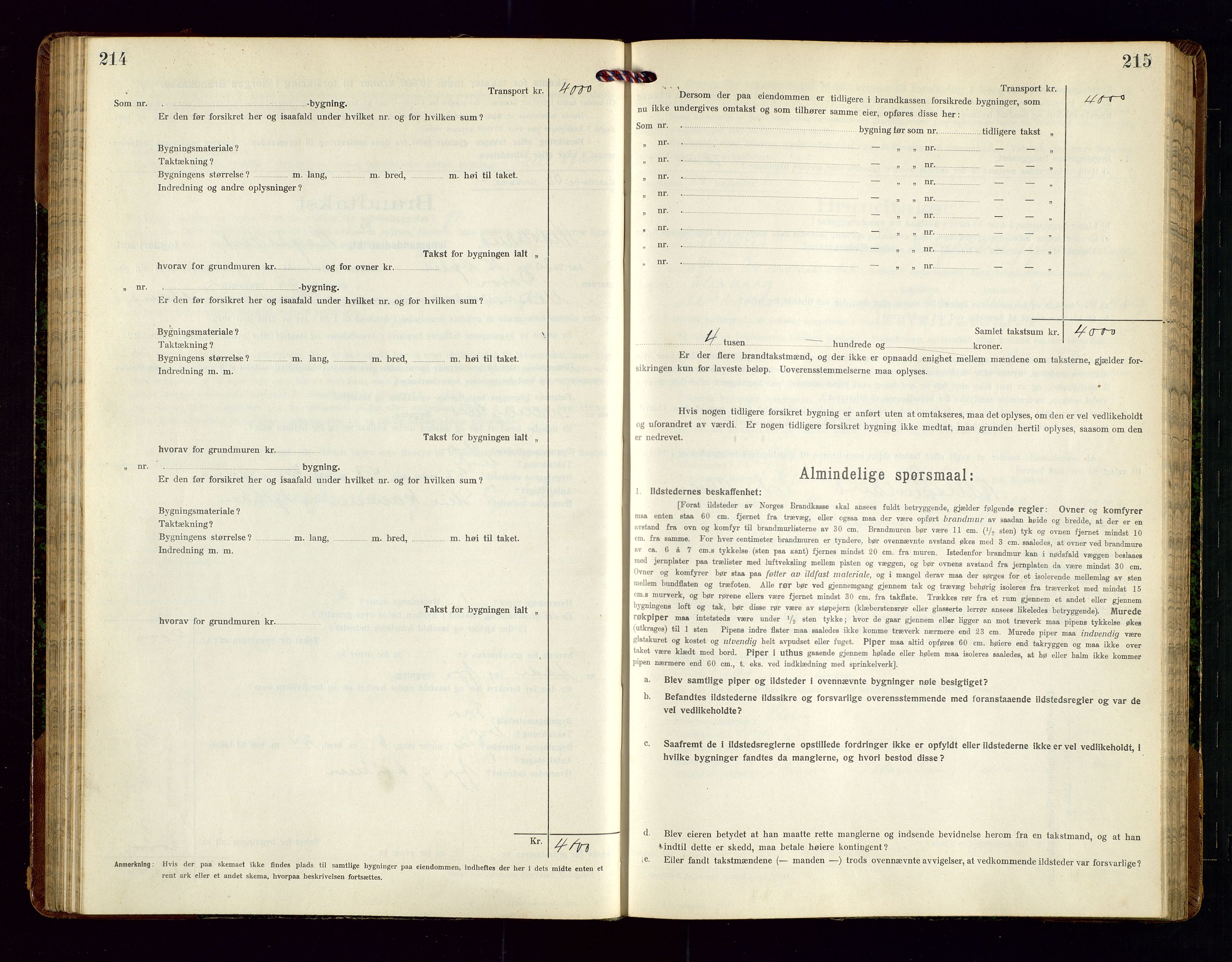 Nedstrand lensmannskontor, SAST/A-100236/Gob/L0002: "Brandtakstprotokol for Nerstrand lensmandsdistrikt Rogaland Fylke", 1916-1949, s. 214-215