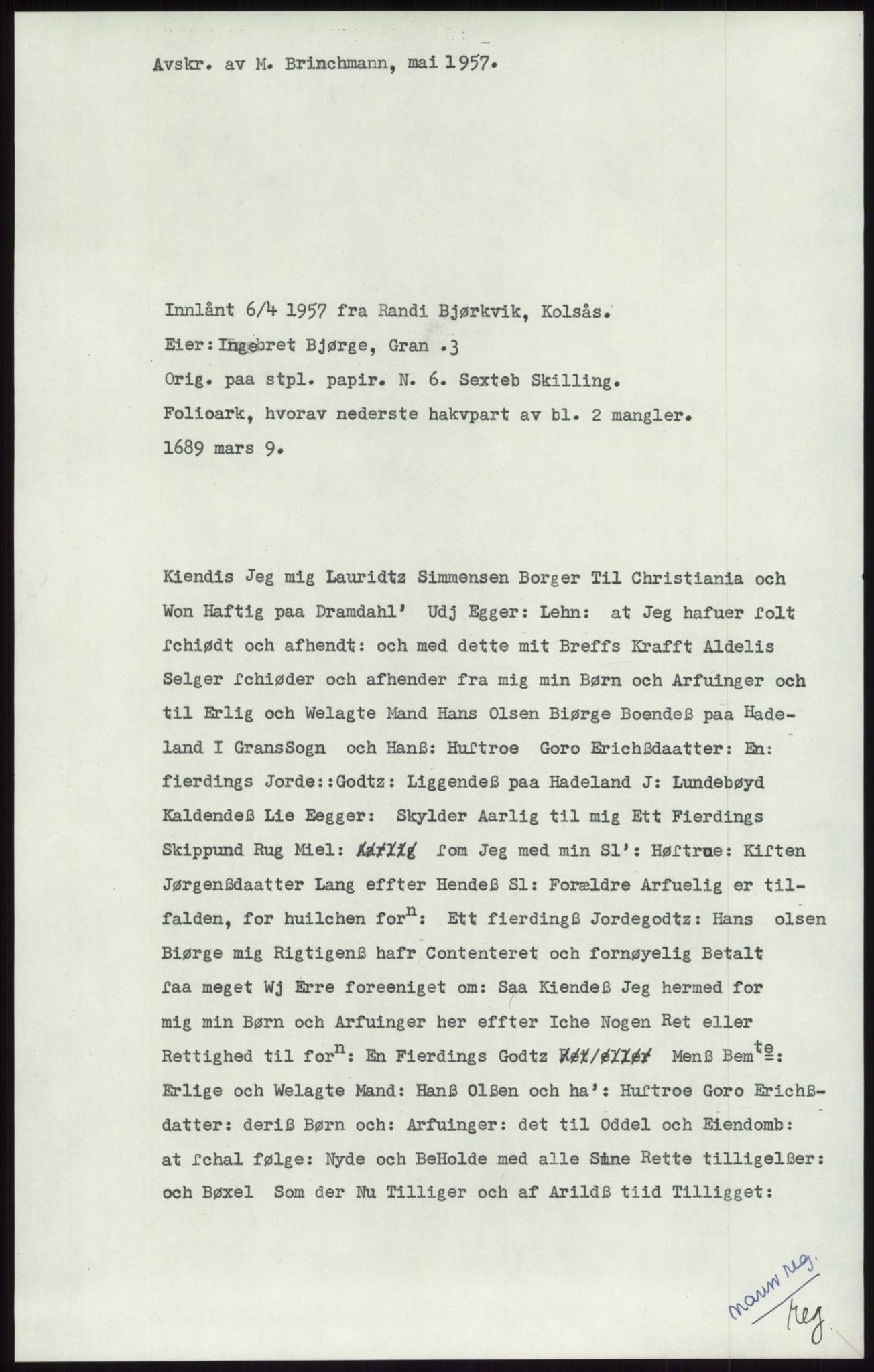 Samlinger til kildeutgivelse, Diplomavskriftsamlingen, AV/RA-EA-4053/H/Ha, s. 1915