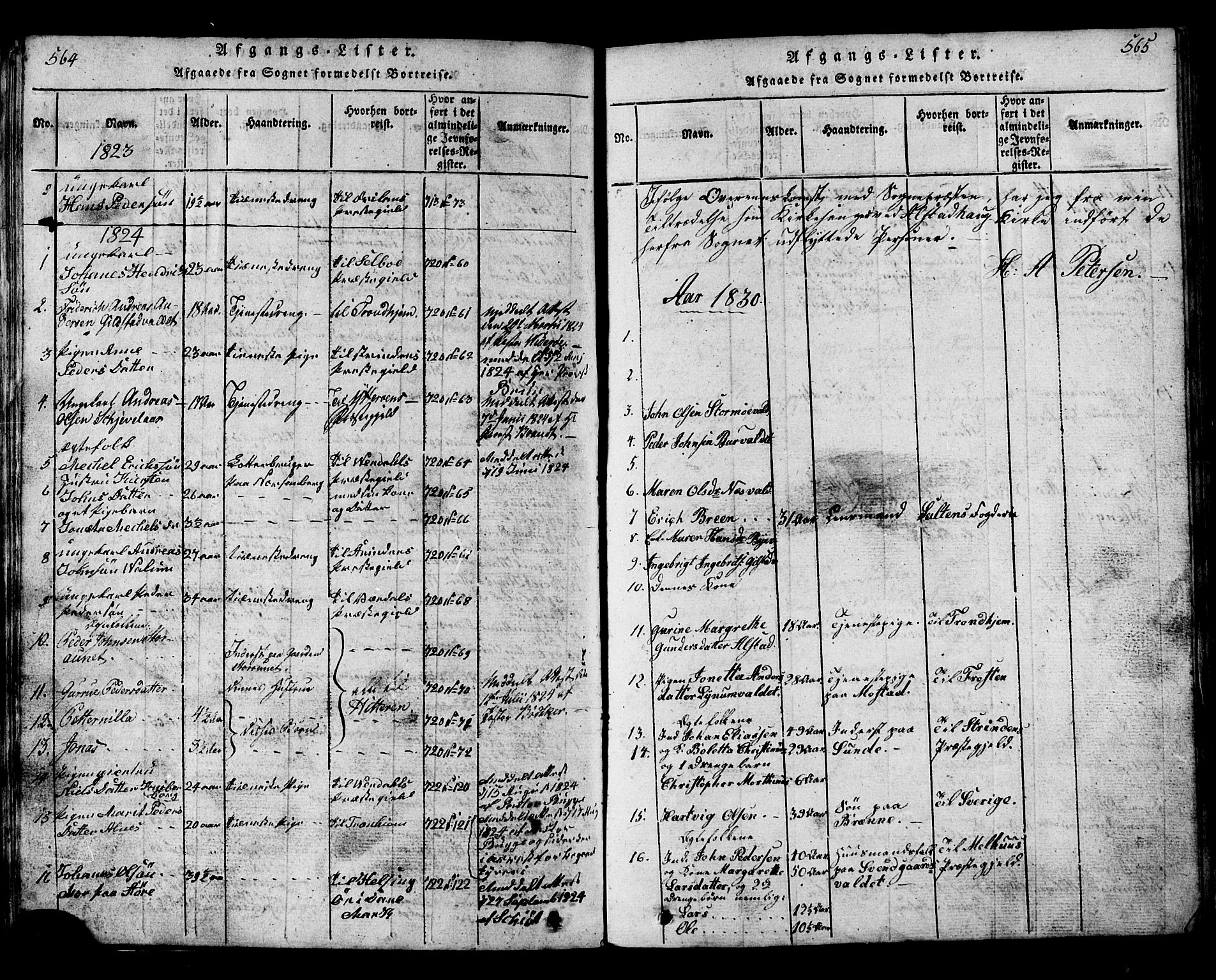 Ministerialprotokoller, klokkerbøker og fødselsregistre - Nord-Trøndelag, AV/SAT-A-1458/717/L0169: Klokkerbok nr. 717C01, 1816-1834, s. 564-565