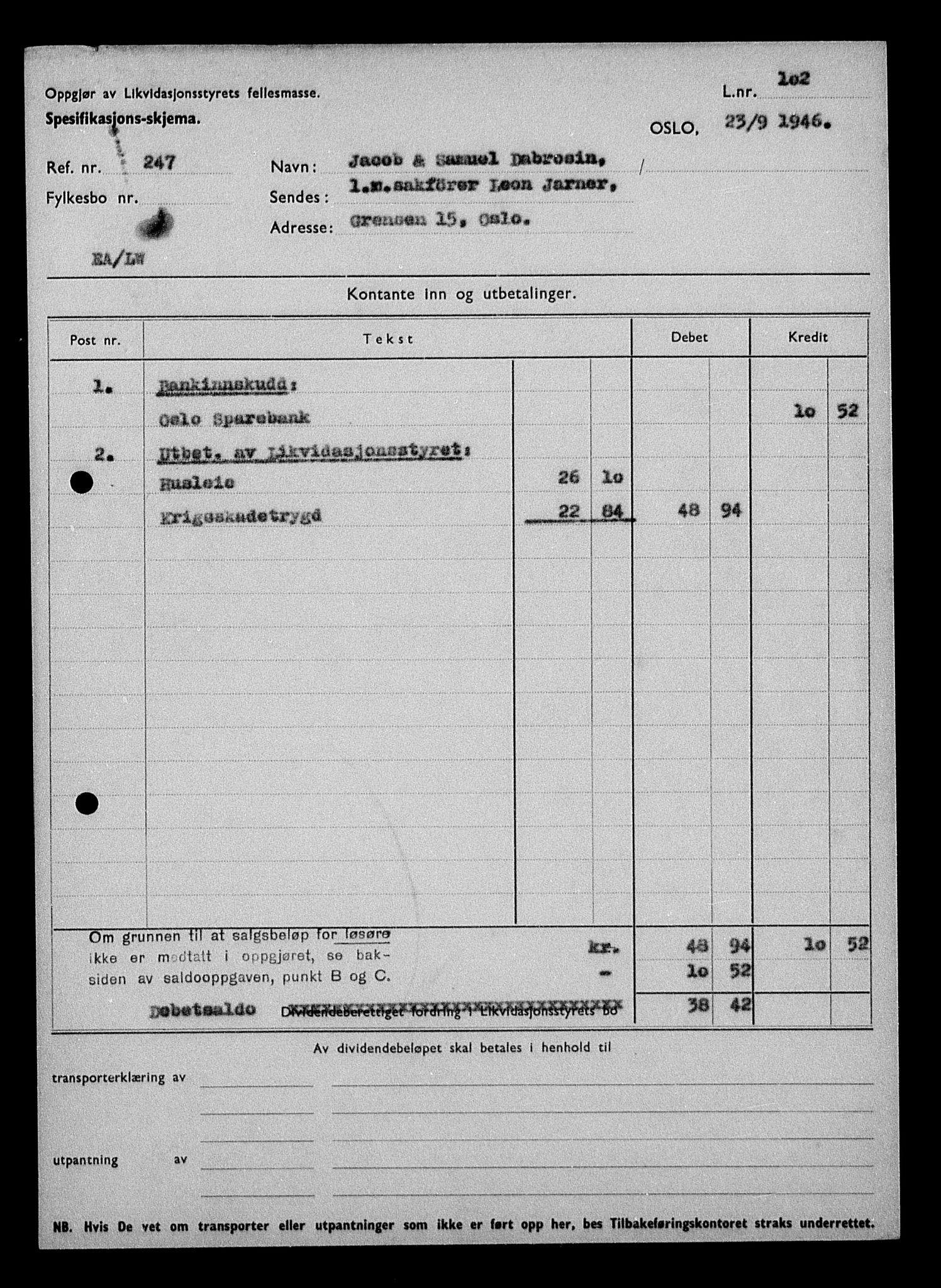 Justisdepartementet, Tilbakeføringskontoret for inndratte formuer, RA/S-1564/H/Hc/Hcc/L0929: --, 1945-1947, s. 270