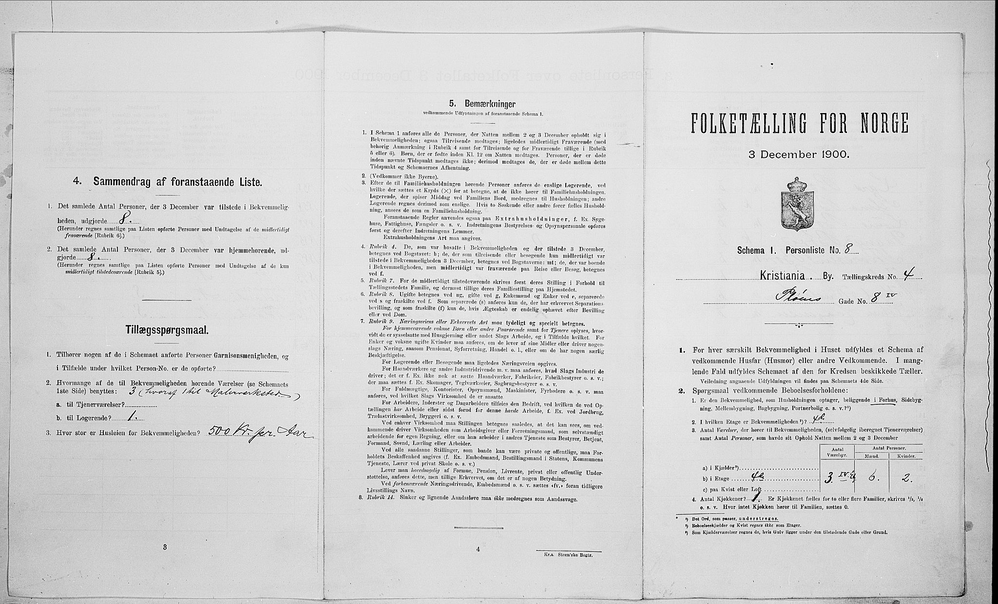SAO, Folketelling 1900 for 0301 Kristiania kjøpstad, 1900, s. 72952