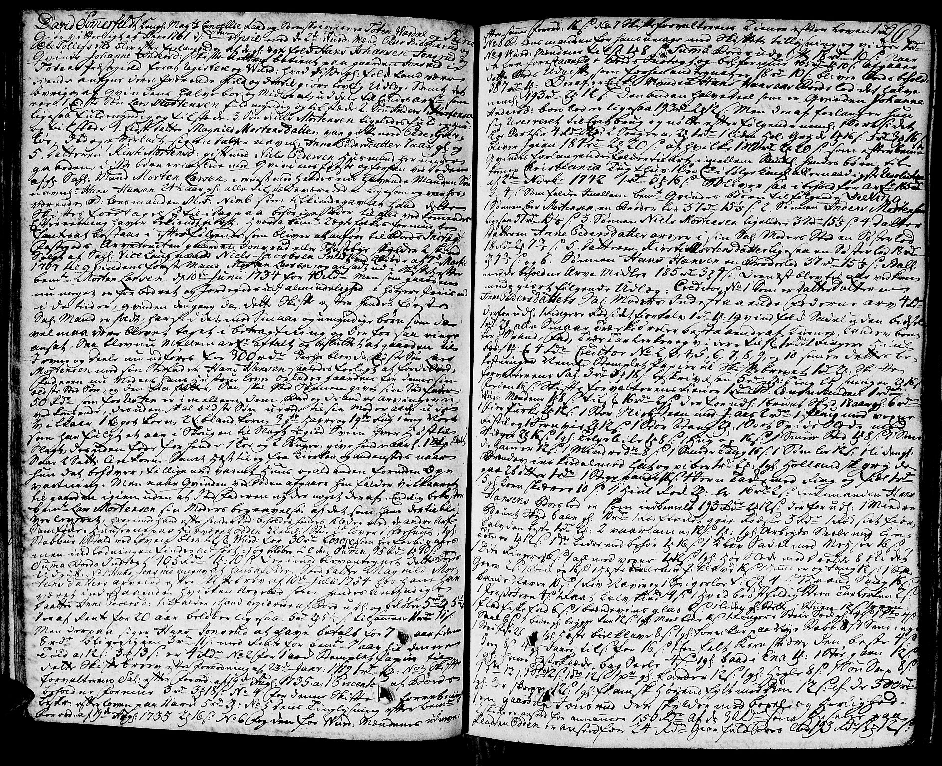 Toten tingrett, SAH/TING-006/J/Ja/L0009: Skifteprotokoll, 1756-1765, s. 261b-262a