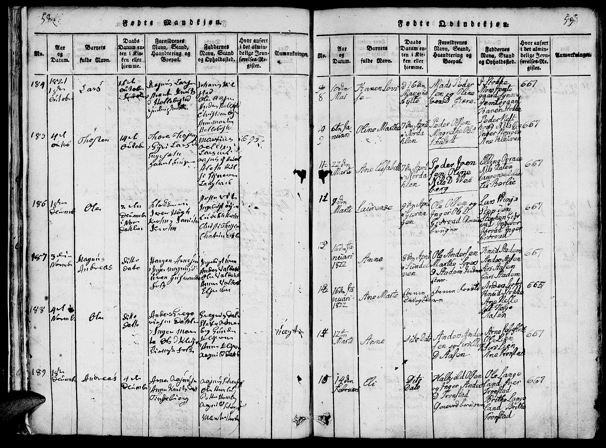 Ministerialprotokoller, klokkerbøker og fødselsregistre - Møre og Romsdal, AV/SAT-A-1454/519/L0260: Klokkerbok nr. 519C01, 1817-1829, s. 58-59