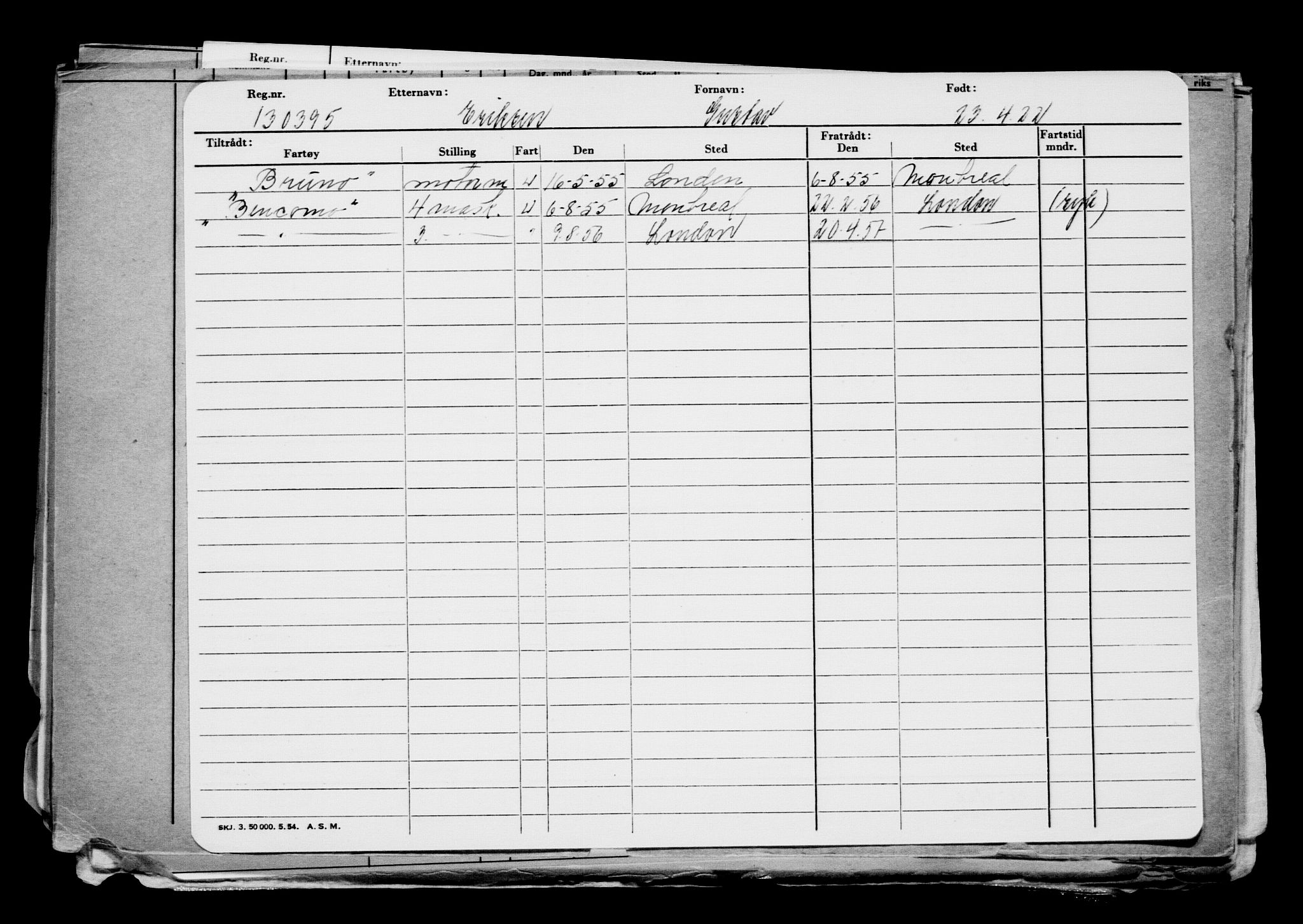 Direktoratet for sjømenn, AV/RA-S-3545/G/Gb/L0205: Hovedkort, 1922, s. 613