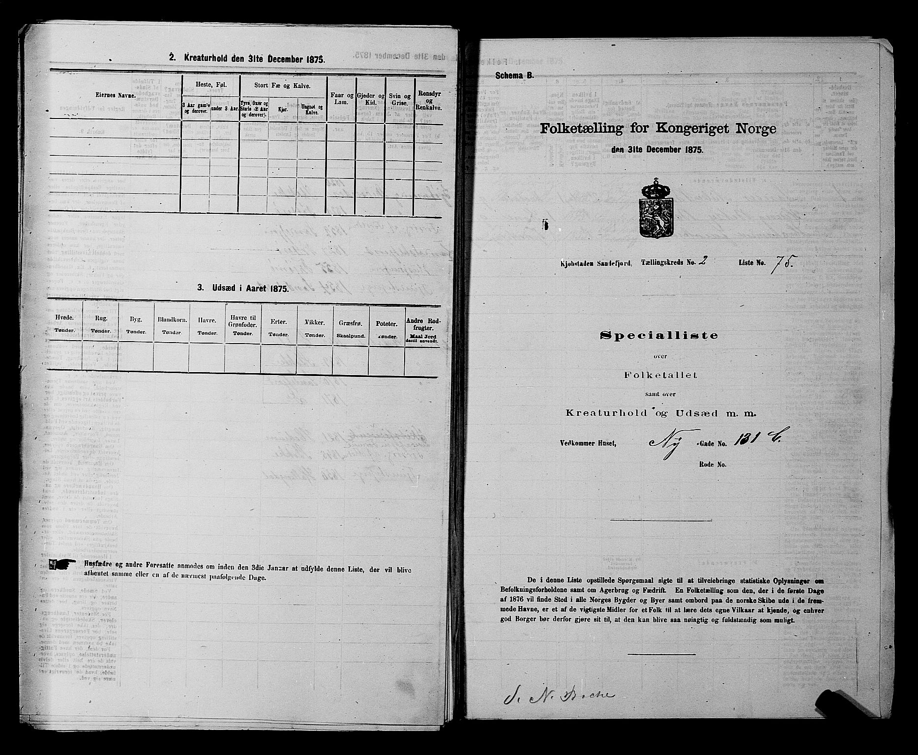 SAKO, Folketelling 1875 for 0706B Sandeherred prestegjeld, Sandefjord kjøpstad, 1875, s. 345