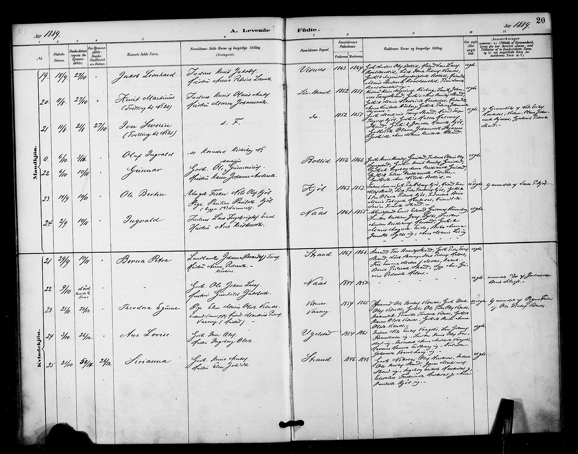 Ministerialprotokoller, klokkerbøker og fødselsregistre - Møre og Romsdal, AV/SAT-A-1454/571/L0836: Ministerialbok nr. 571A01, 1884-1899, s. 20