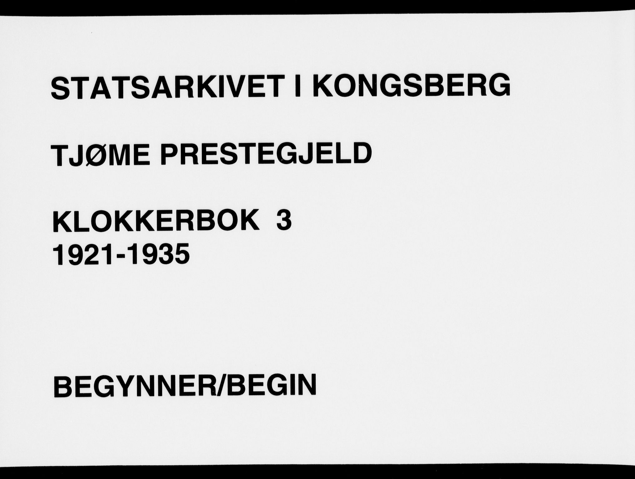 Tjøme kirkebøker, AV/SAKO-A-328/G/Ga/L0003: Klokkerbok nr. I 3, 1921-1935