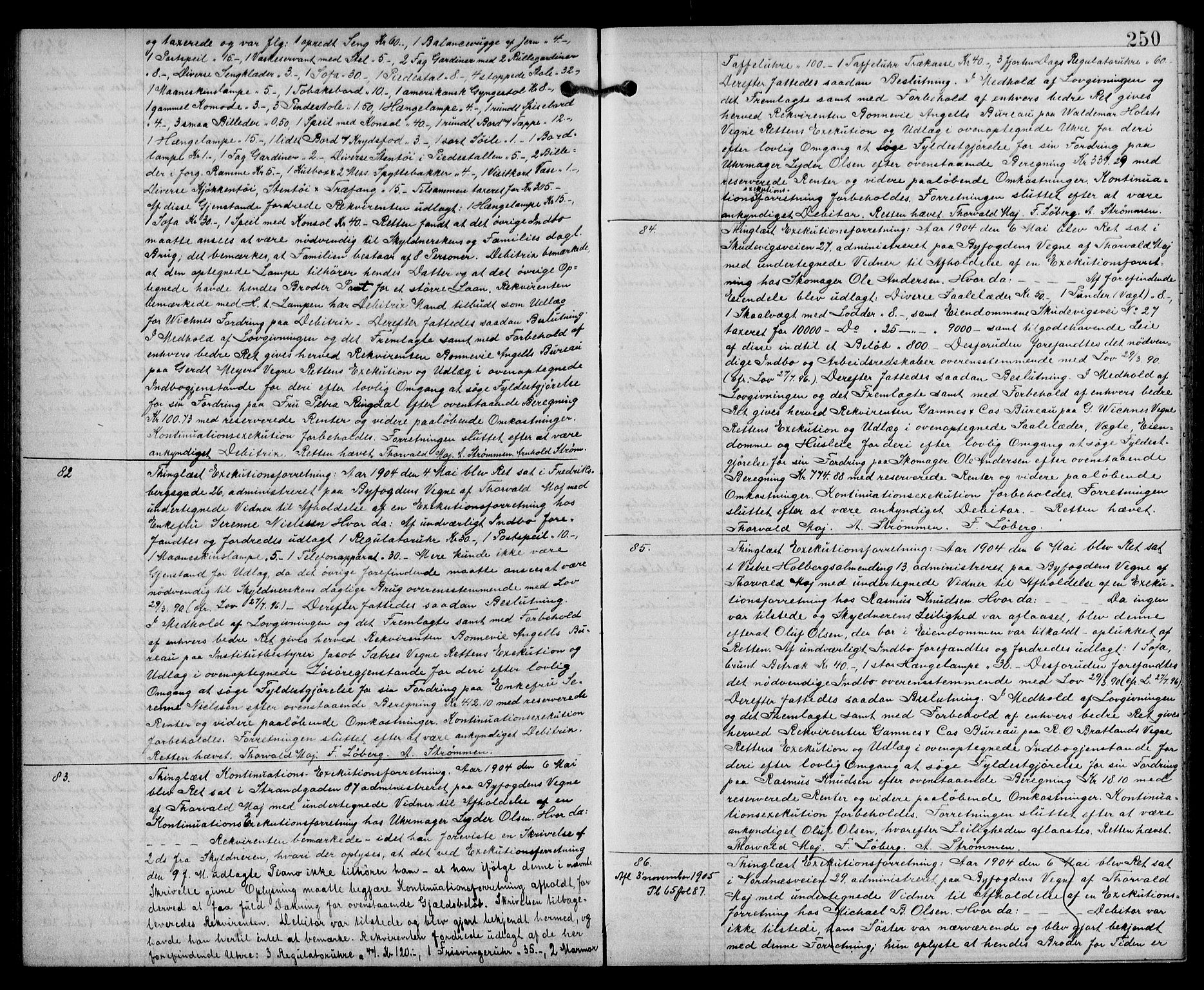 Byfogd og Byskriver i Bergen, AV/SAB-A-3401/03/03Ba/L0064: Pantebok nr. II.B.a.64, 1903-1905, s. 250