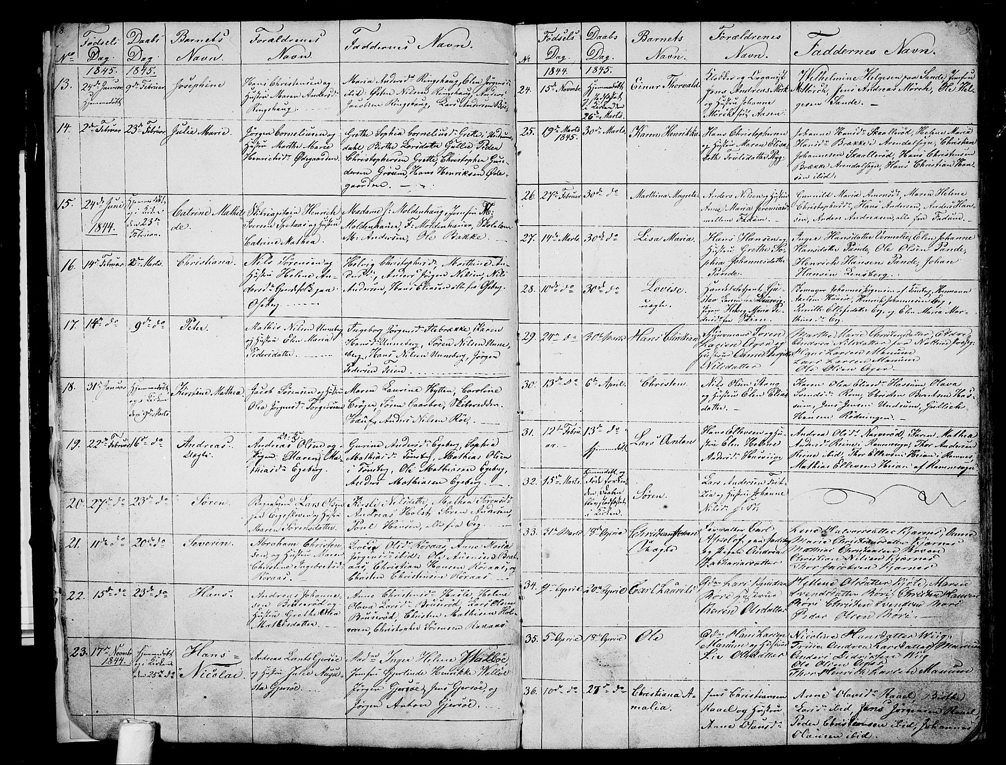 Sem kirkebøker, AV/SAKO-A-5/G/Ga/L0003: Klokkerbok nr. I 3, 1844-1855, s. 8-9