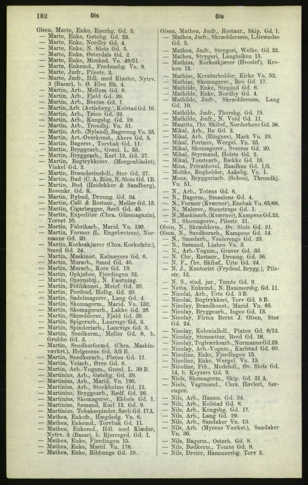 Kristiania/Oslo adressebok, PUBL/-, 1882, s. 182