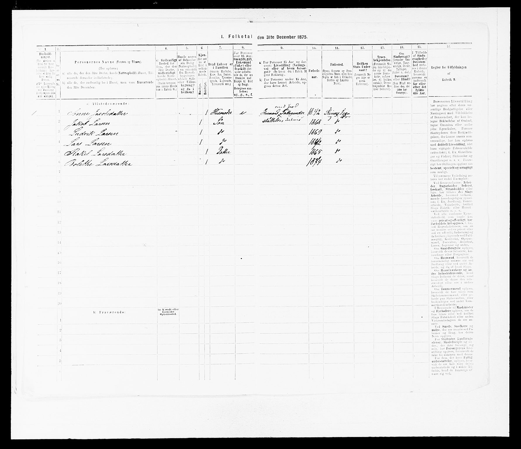 SAB, Folketelling 1875 for 1437L Kinn prestegjeld, Kinn sokn og Svanøy sokn, 1875, s. 752