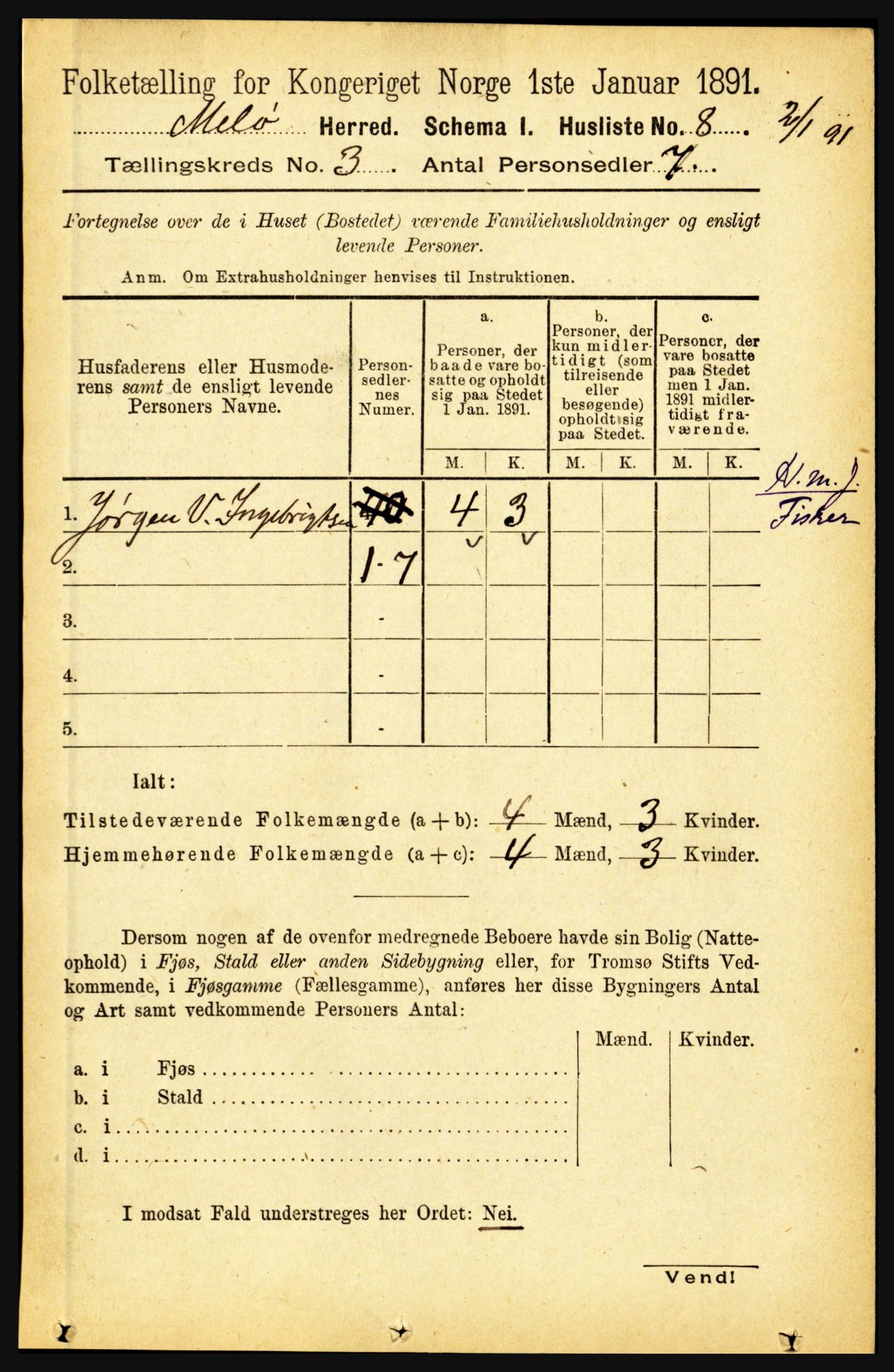 RA, Folketelling 1891 for 1837 Meløy herred, 1891, s. 853