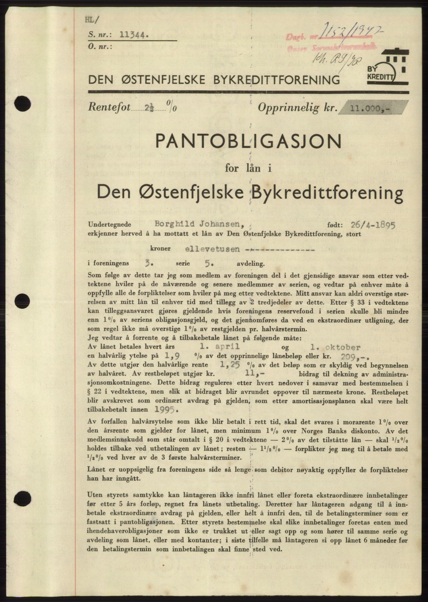 Onsøy sorenskriveri, SAO/A-10474/G/Ga/Gac/L0006: Pantebok nr. B 12-6, 1947-1948, Dagboknr: 1152/1947