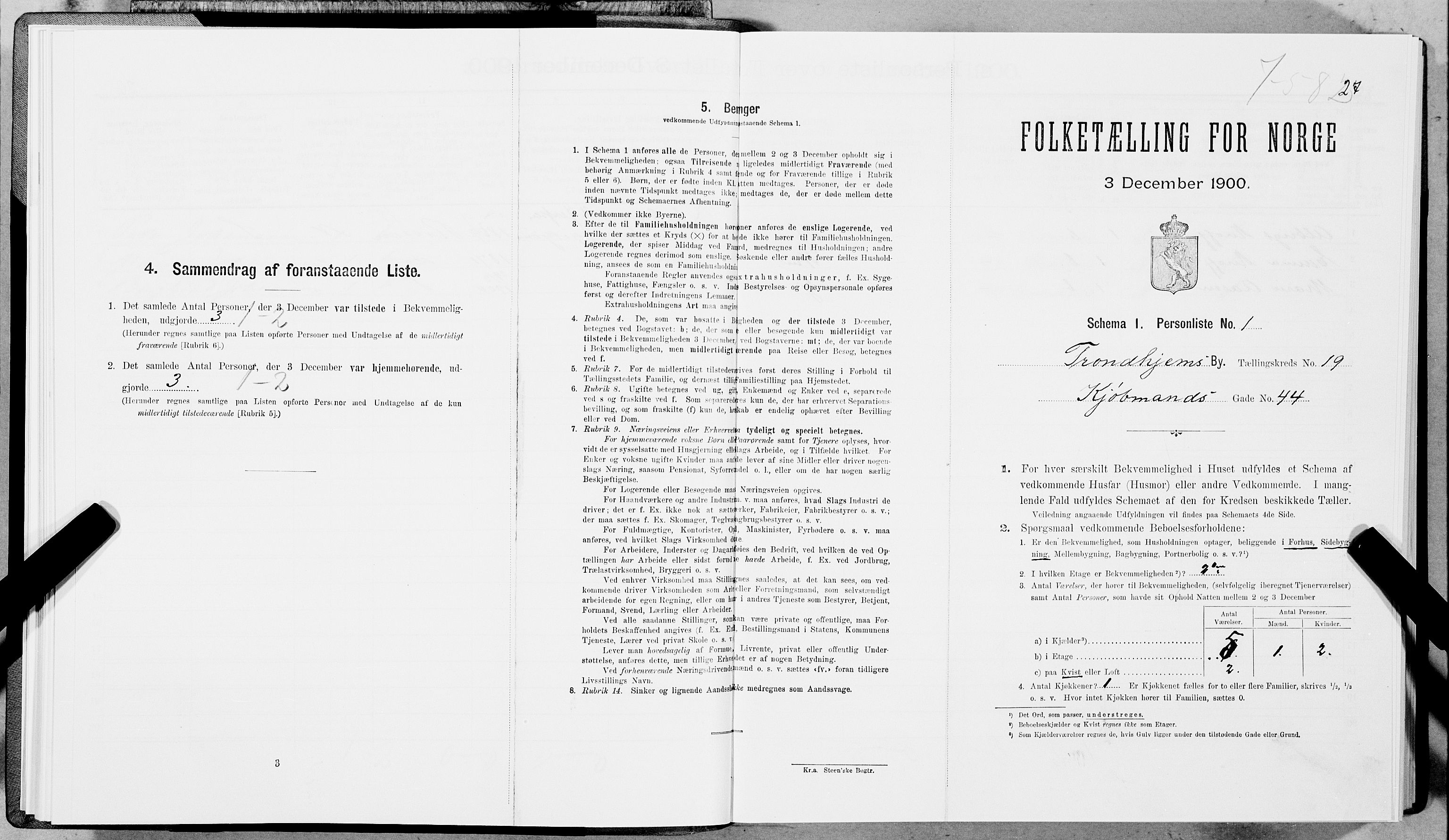 SAT, Folketelling 1900 for 1601 Trondheim kjøpstad, 1900, s. 3096