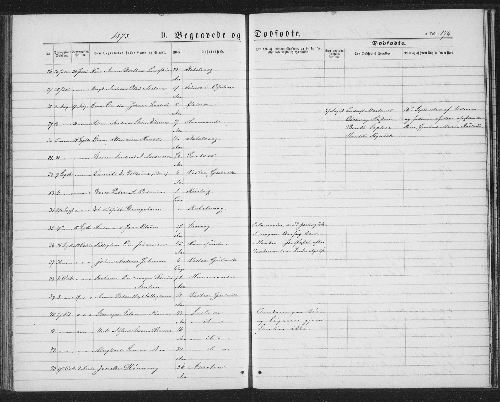 Ministerialprotokoller, klokkerbøker og fødselsregistre - Nordland, AV/SAT-A-1459/874/L1074: Klokkerbok nr. 874C03, 1870-1876, s. 176