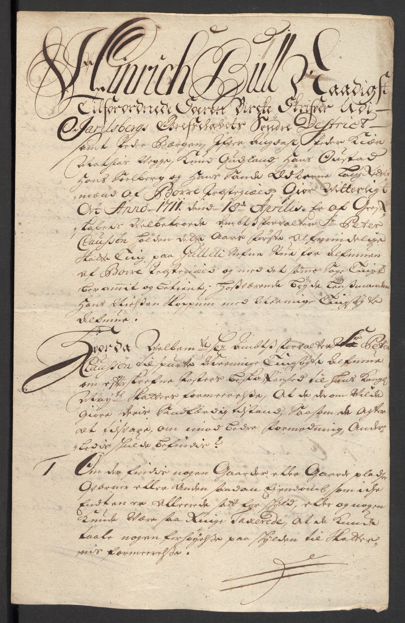 Rentekammeret inntil 1814, Reviderte regnskaper, Fogderegnskap, RA/EA-4092/R32/L1876: Fogderegnskap Jarlsberg grevskap, 1711, s. 353