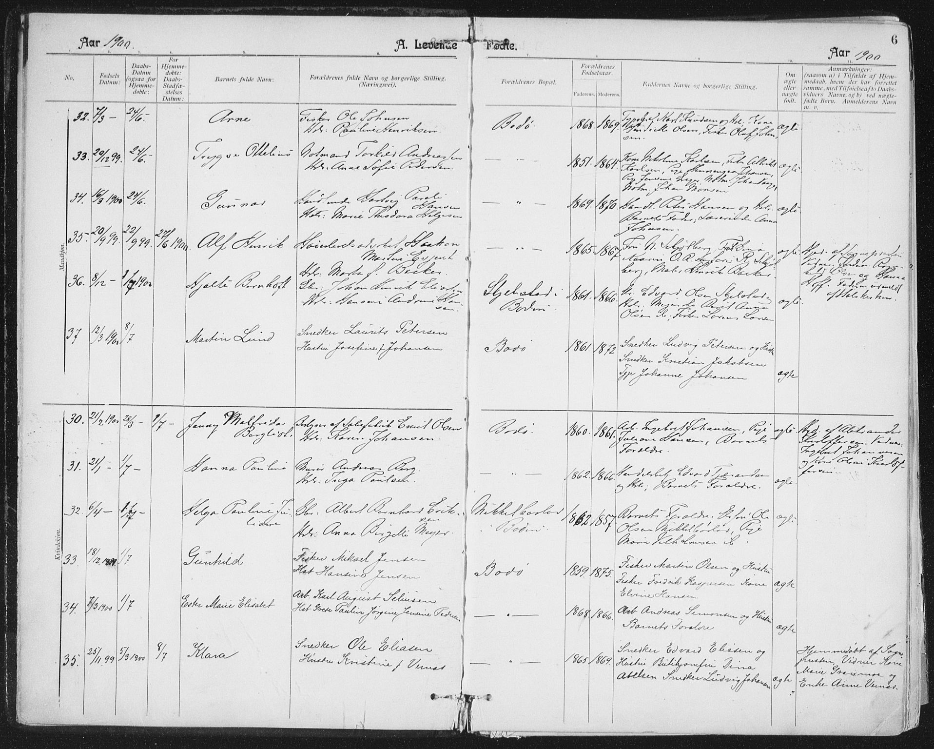 Ministerialprotokoller, klokkerbøker og fødselsregistre - Nordland, AV/SAT-A-1459/801/L0011: Ministerialbok nr. 801A11, 1900-1916, s. 6