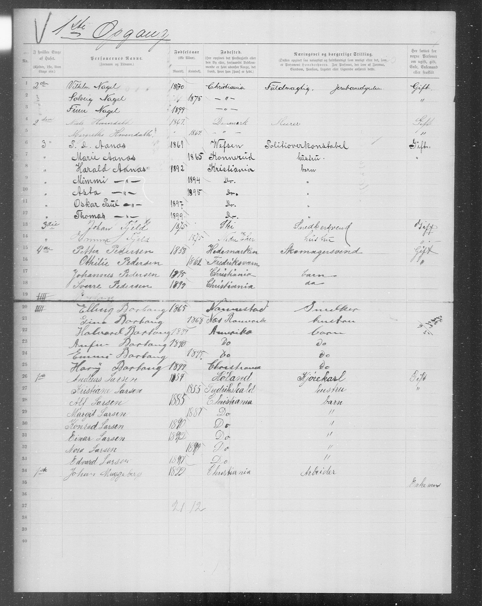 OBA, Kommunal folketelling 31.12.1899 for Kristiania kjøpstad, 1899, s. 8275
