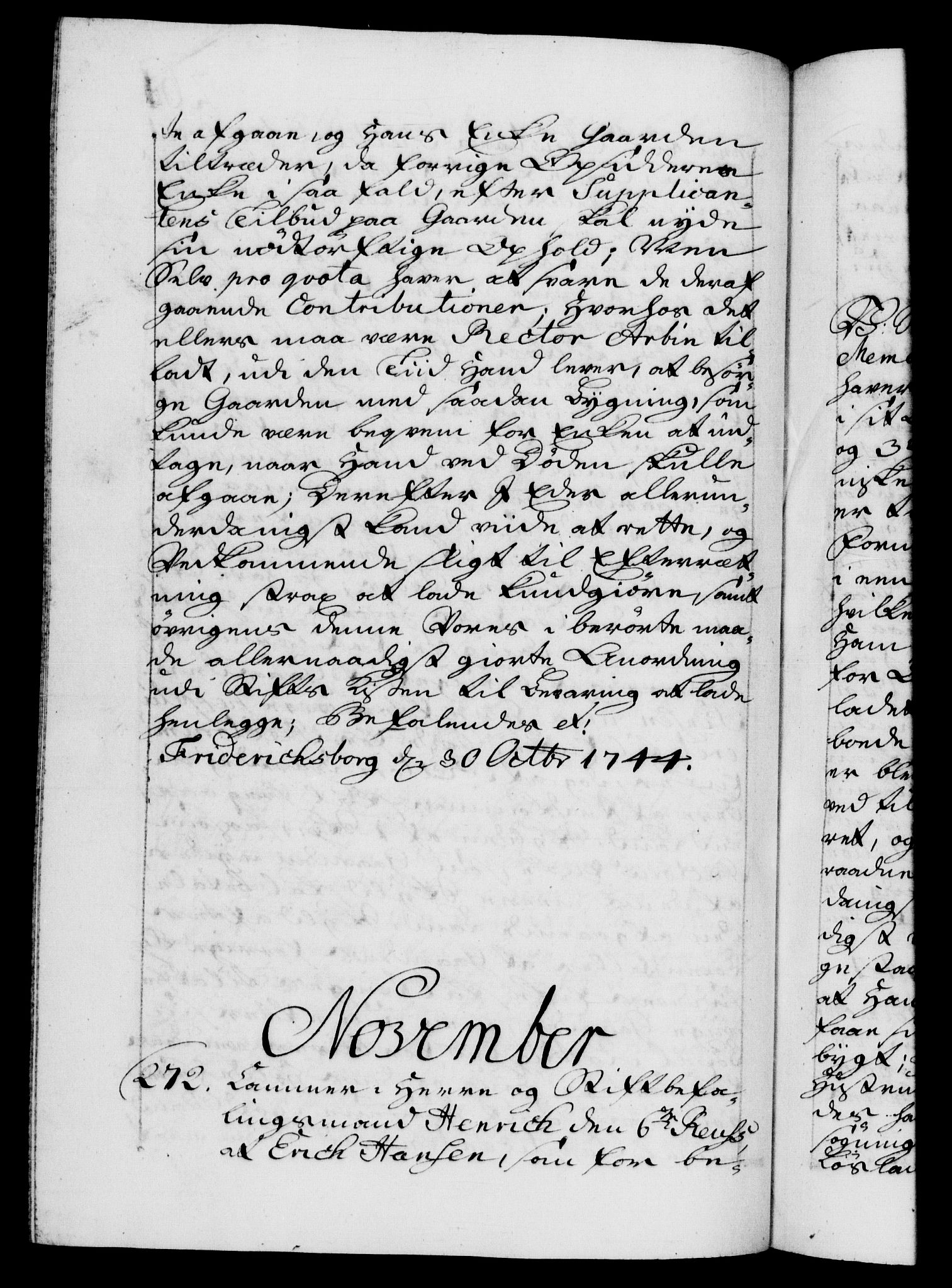 Danske Kanselli 1572-1799, RA/EA-3023/F/Fc/Fca/Fcab/L0030: Norske tegnelser, 1744-1746, s. 261b