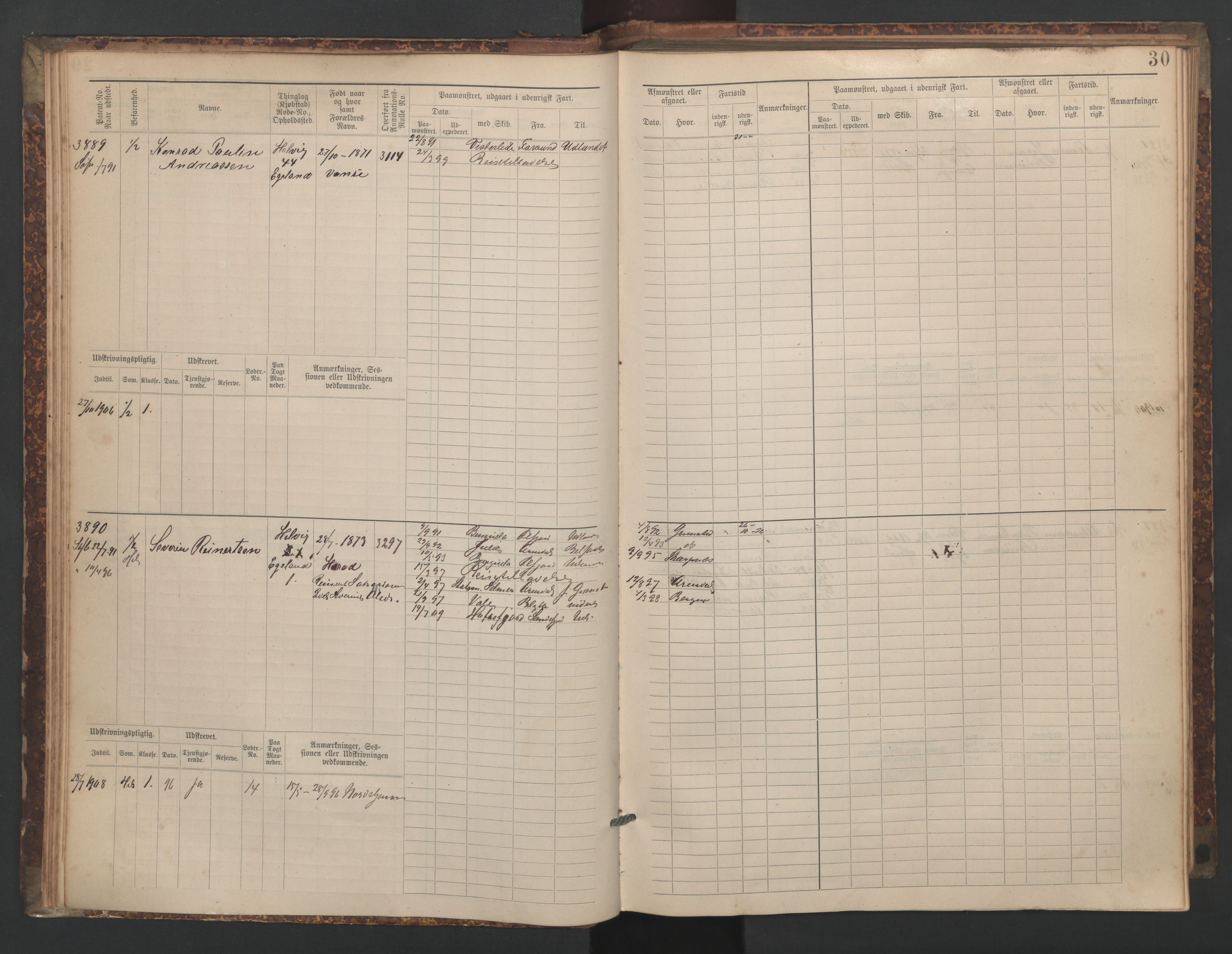 Farsund mønstringskrets, AV/SAK-2031-0017/F/Fb/L0020: Hovedrulle nr 3833-4506, Z-12, 1890-1930, s. 32