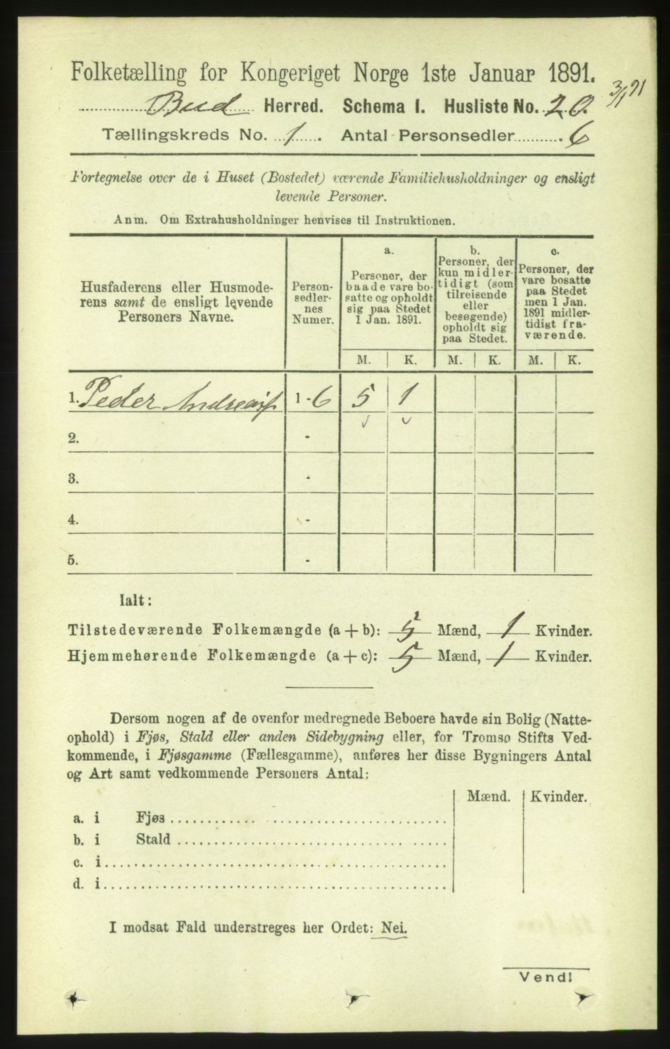 RA, Folketelling 1891 for 1549 Bud herred, 1891, s. 38