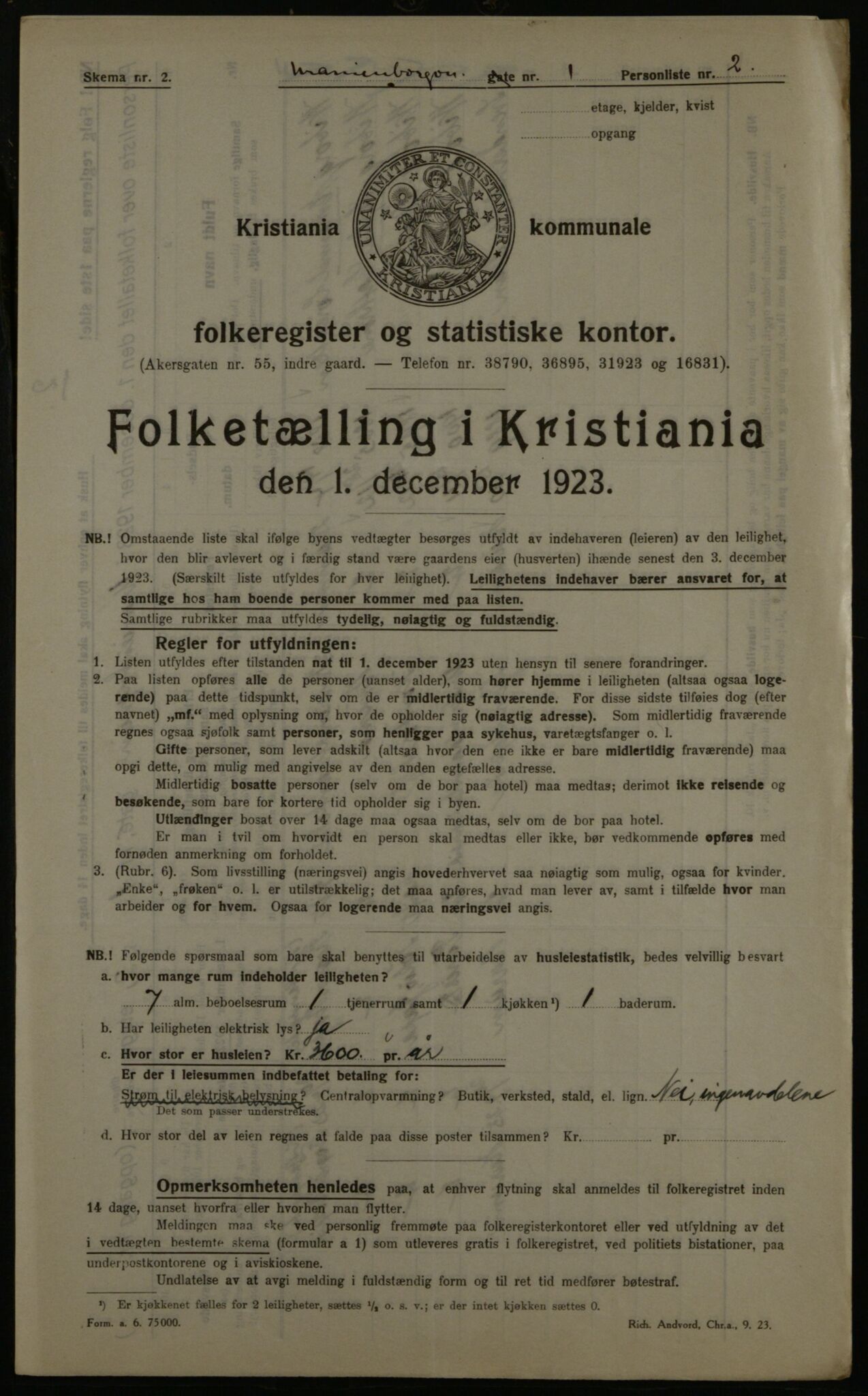 OBA, Kommunal folketelling 1.12.1923 for Kristiania, 1923, s. 133042