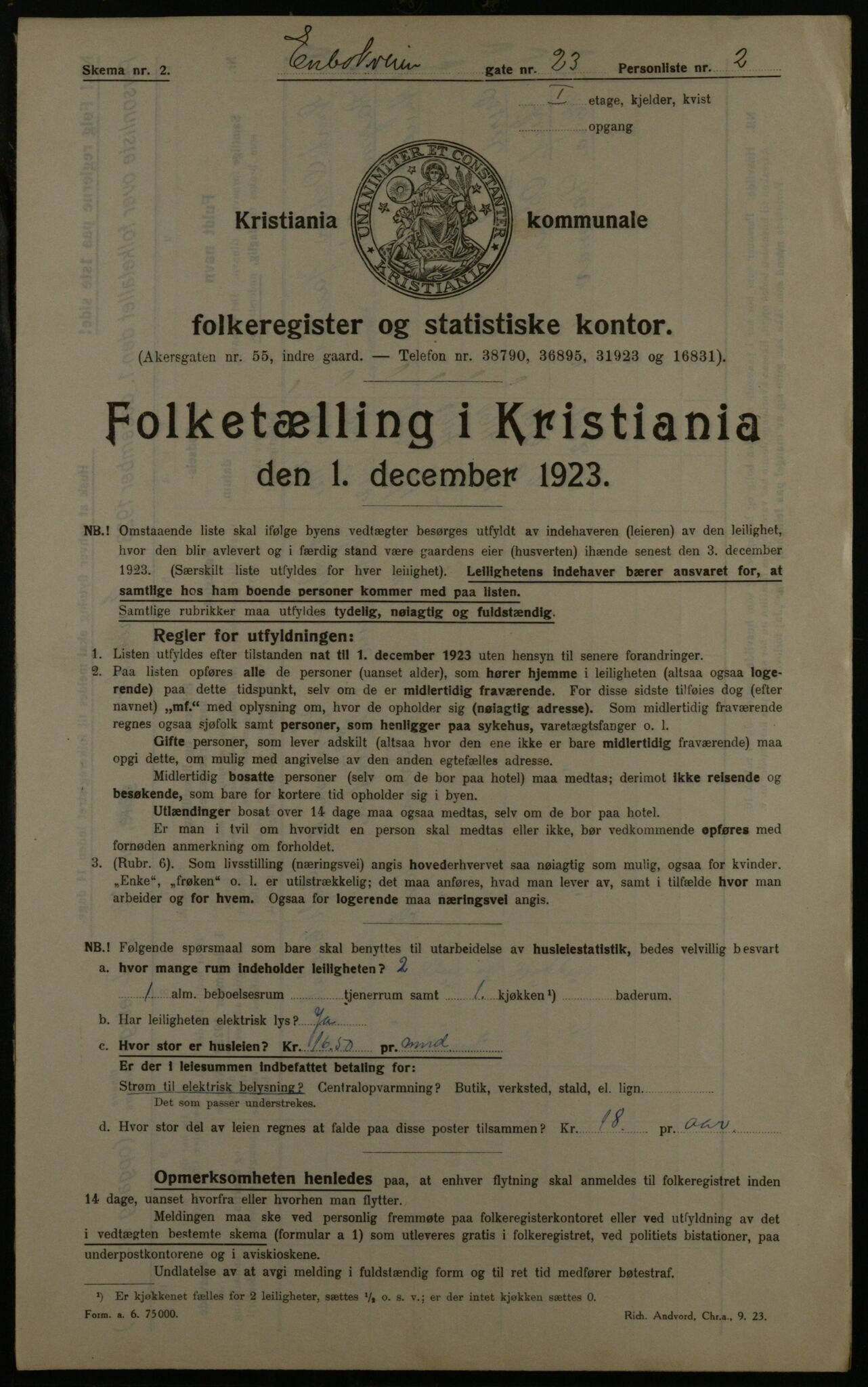 OBA, Kommunal folketelling 1.12.1923 for Kristiania, 1923, s. 23617