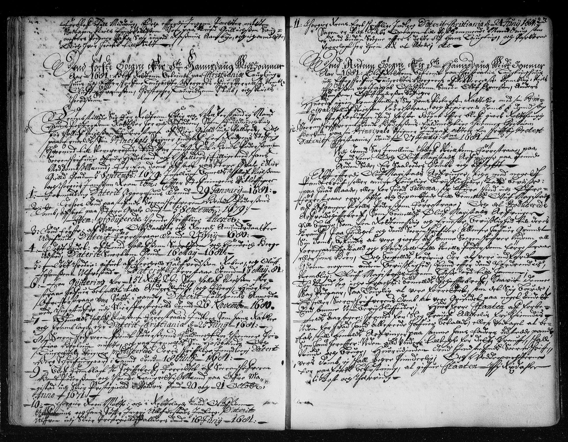 Christiania lagting, AV/SAO-A-11131/F/Fa/L0008: Tingbok, 1680-1689, s. 22b-23a