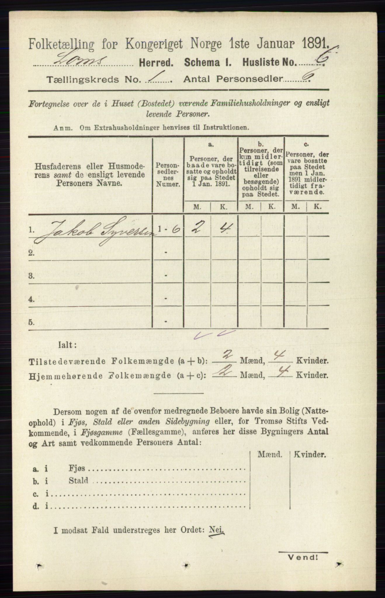 RA, Folketelling 1891 for 0514 Lom herred, 1891, s. 27