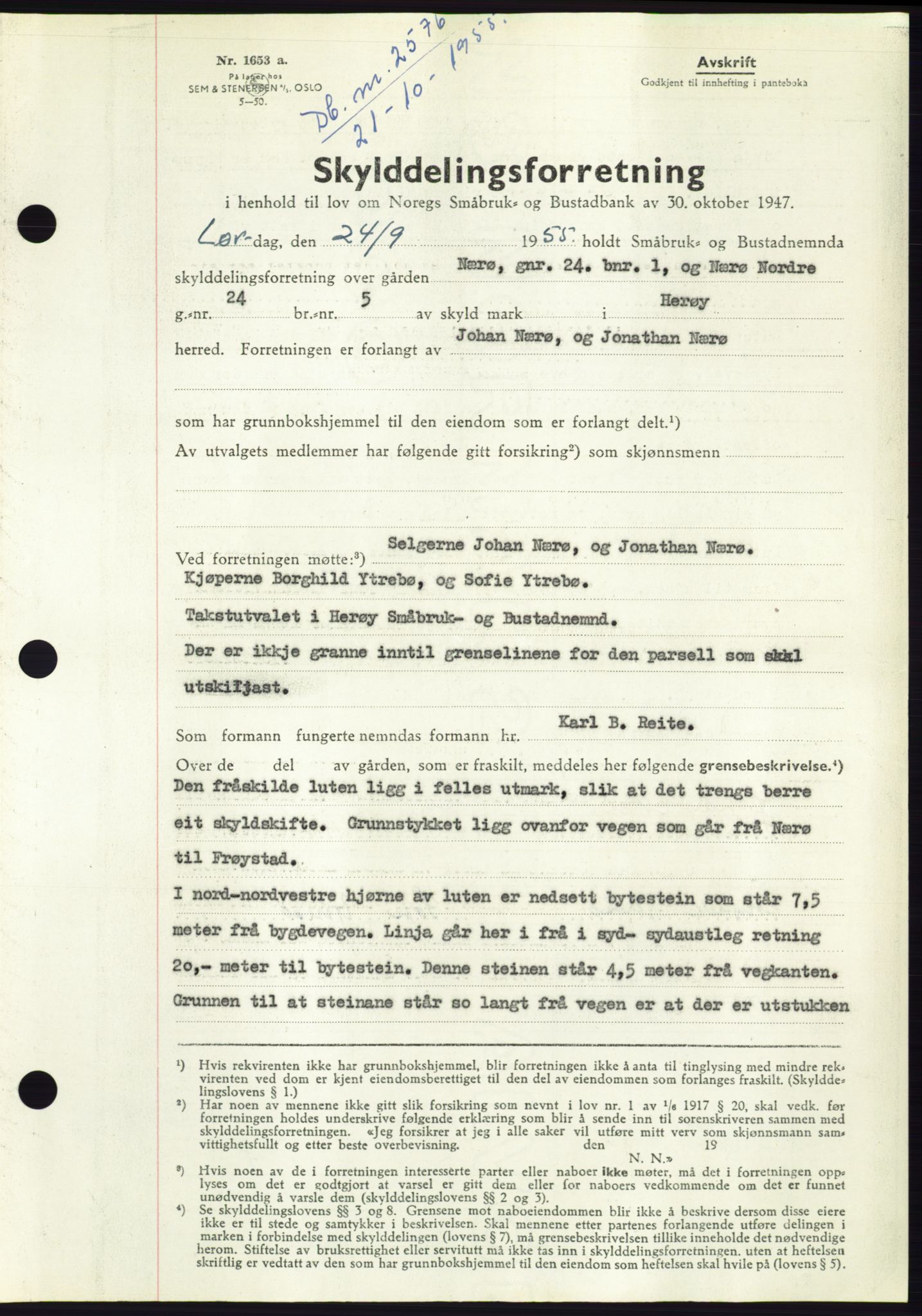 Søre Sunnmøre sorenskriveri, AV/SAT-A-4122/1/2/2C/L0102: Pantebok nr. 28A, 1955-1956, Dagboknr: 2576/1955