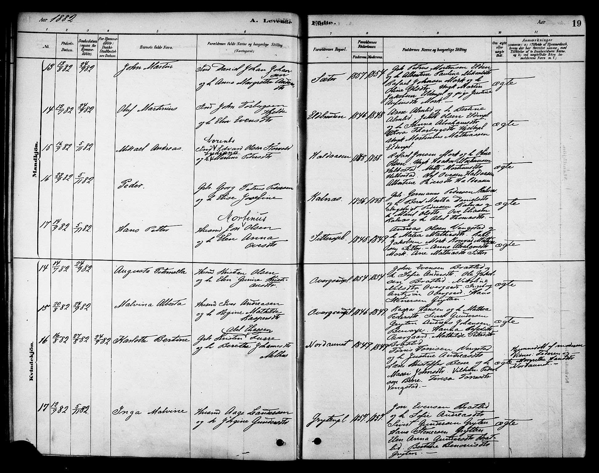 Ministerialprotokoller, klokkerbøker og fødselsregistre - Nord-Trøndelag, SAT/A-1458/742/L0408: Ministerialbok nr. 742A01, 1878-1890, s. 19