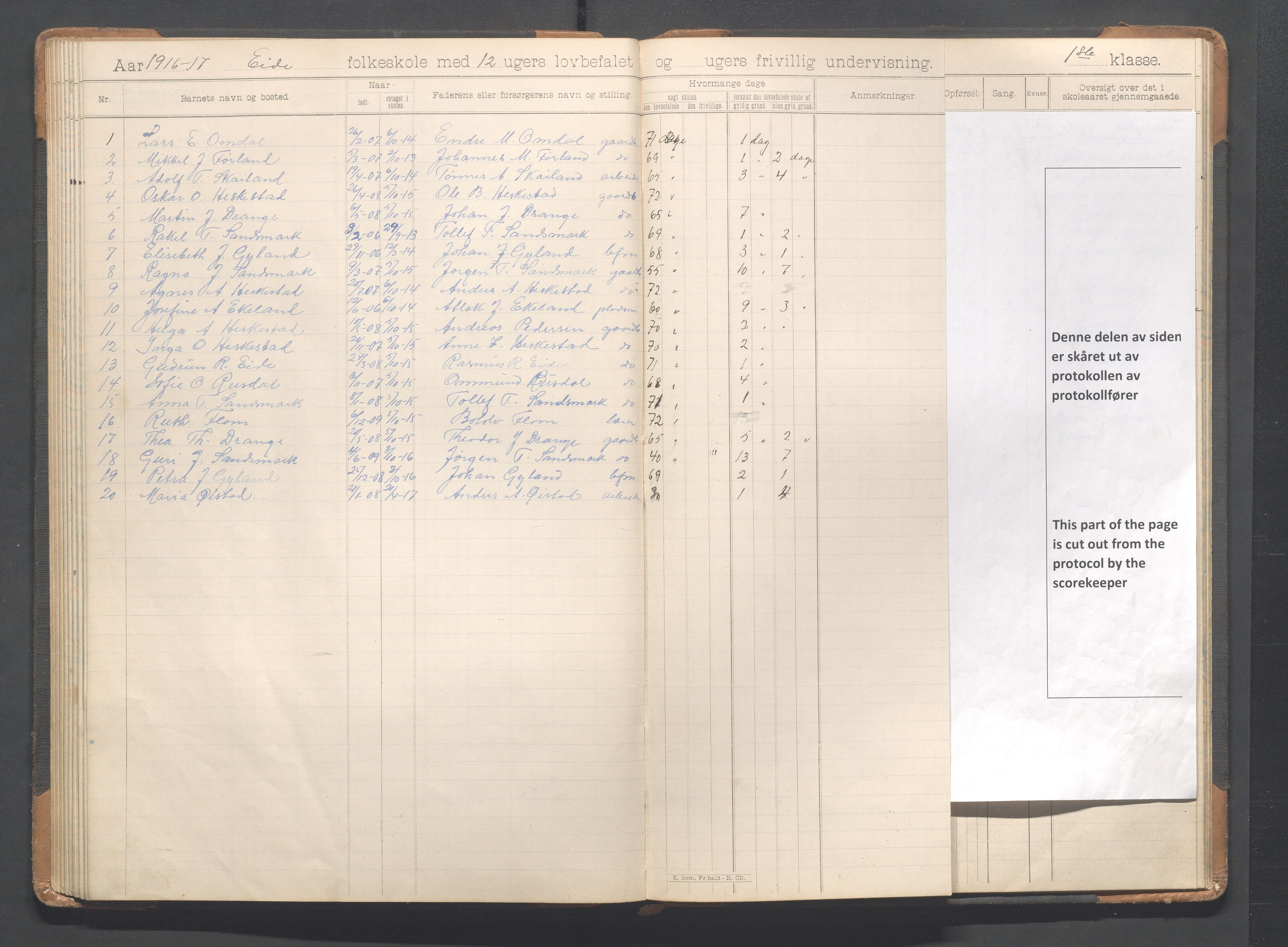 Heskestad kommune - Eide skole, IKAR/K-101744/H/L0001: Skoleprotokoll, 1898-1922, s. 77