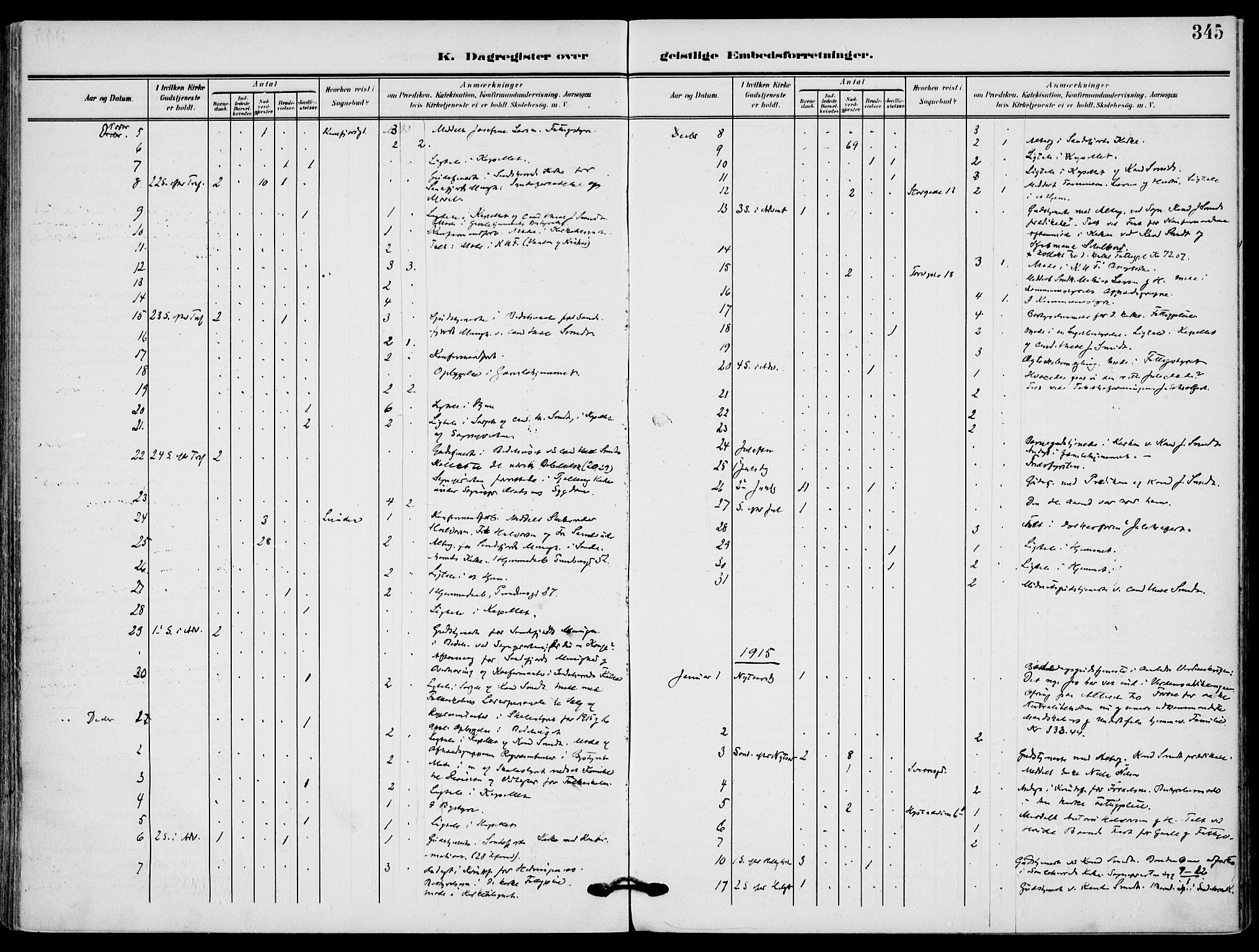 Sandefjord kirkebøker, AV/SAKO-A-315/F/Fa/L0005: Ministerialbok nr. 5, 1906-1915, s. 345