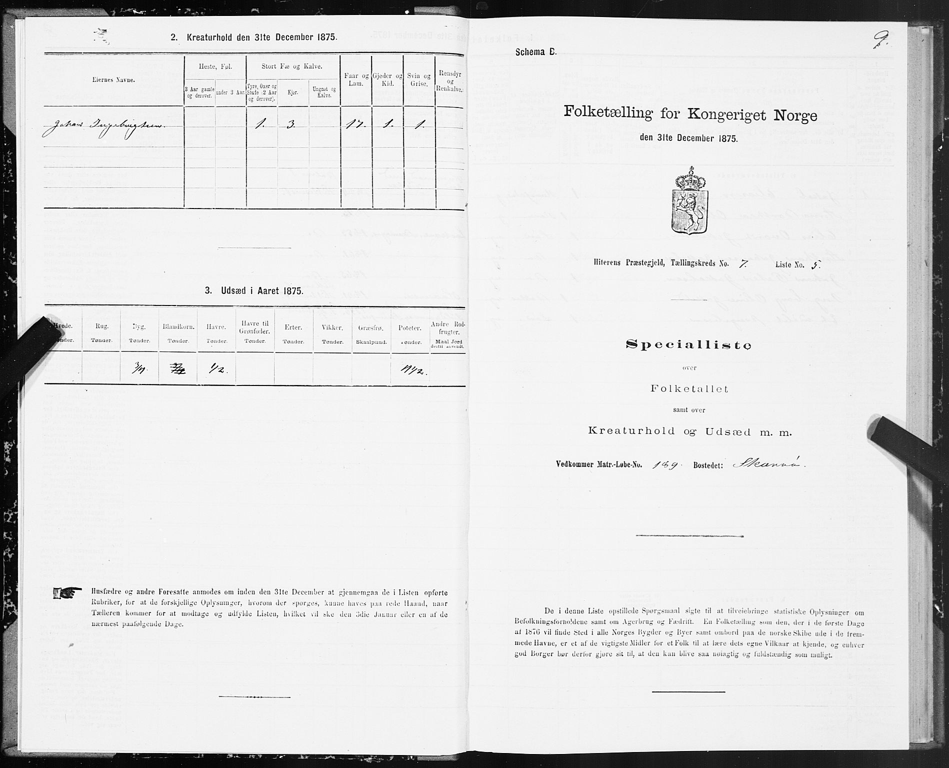 SAT, Folketelling 1875 for 1617P Hitra prestegjeld, 1875, s. 4009