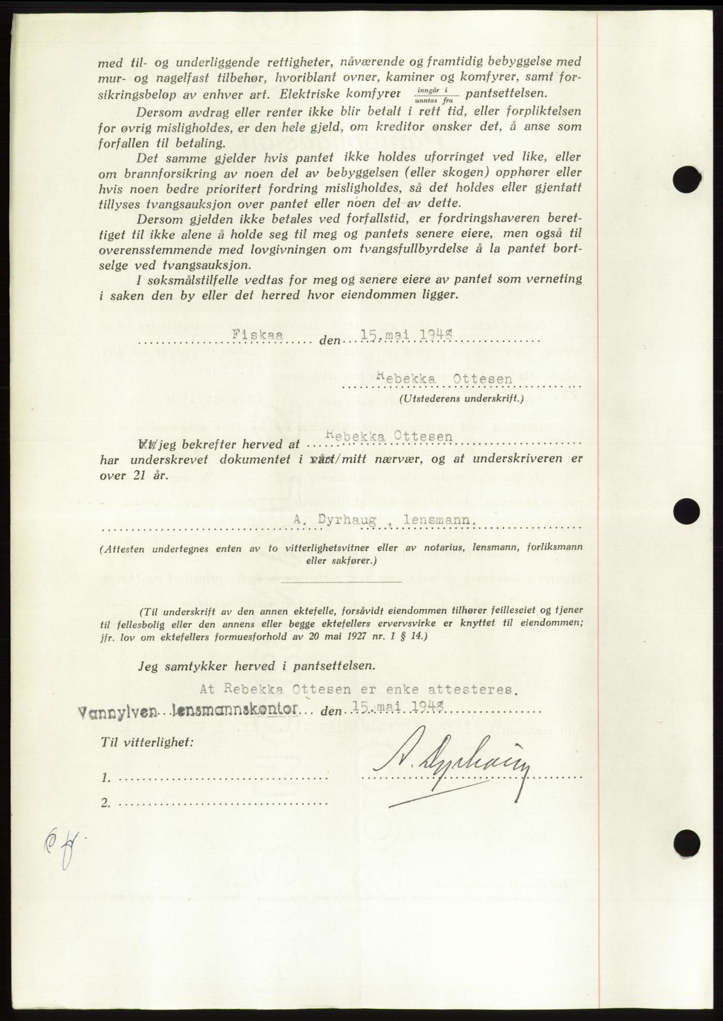 Søre Sunnmøre sorenskriveri, AV/SAT-A-4122/1/2/2C/L0115: Pantebok nr. 3B, 1947-1948, Dagboknr: 646/1948