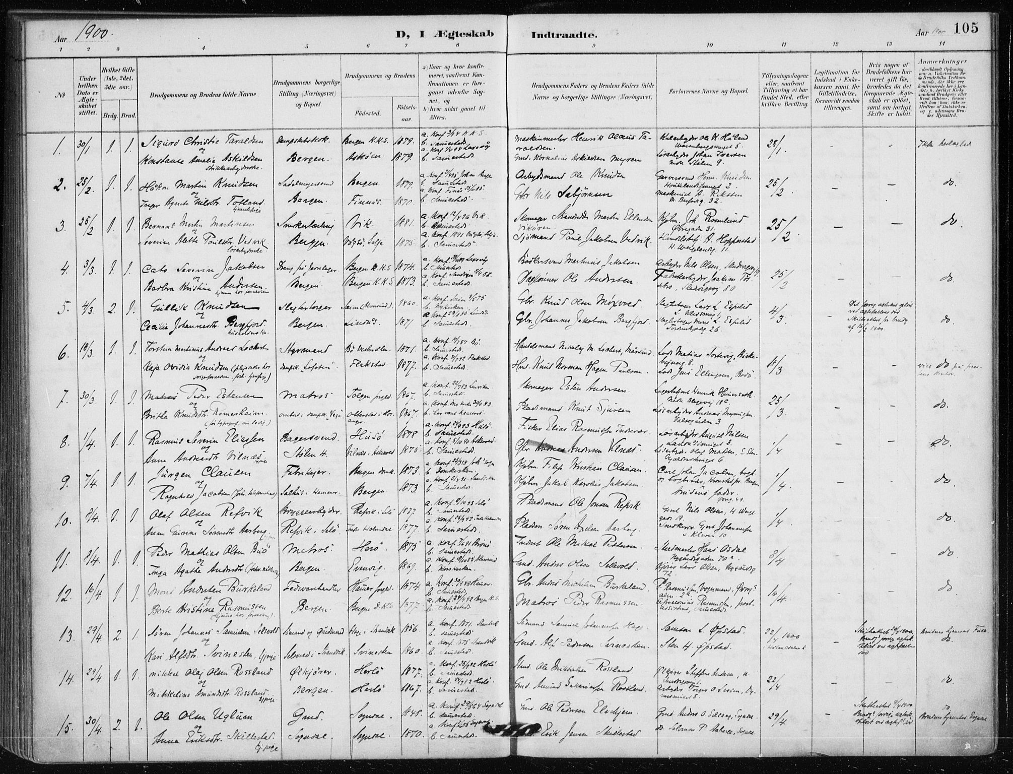 Mariakirken Sokneprestembete, AV/SAB-A-76901/H/Haa/L0013: Ministerialbok nr. C 1, 1889-1900, s. 105
