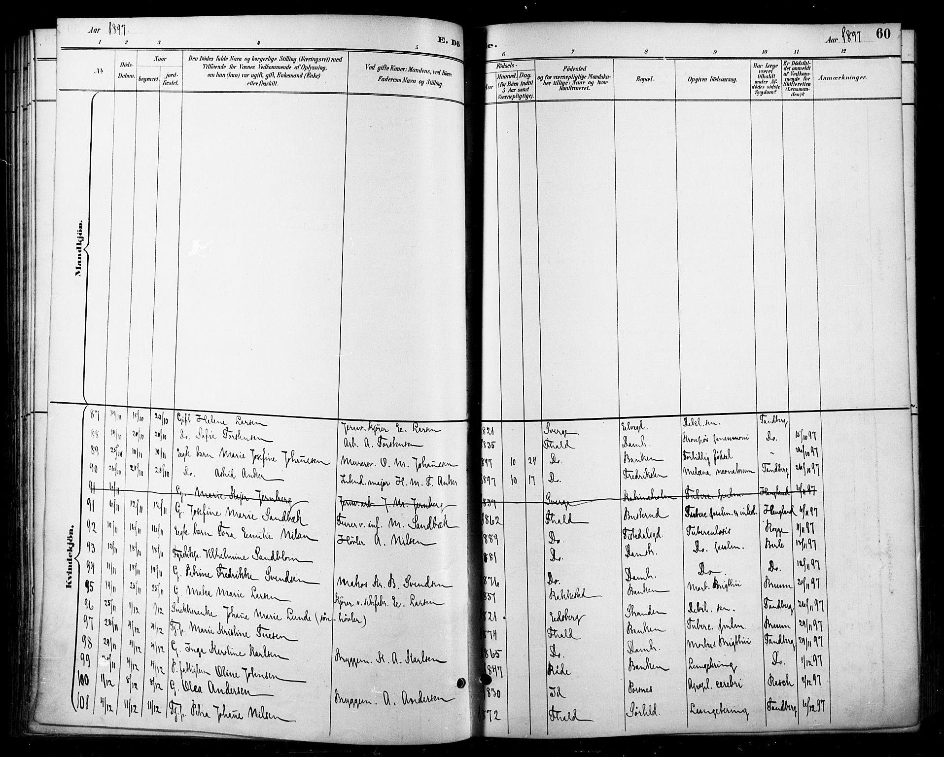 Halden prestekontor Kirkebøker, SAO/A-10909/F/Fa/L0014: Ministerialbok nr. I 14, 1890-1906, s. 60
