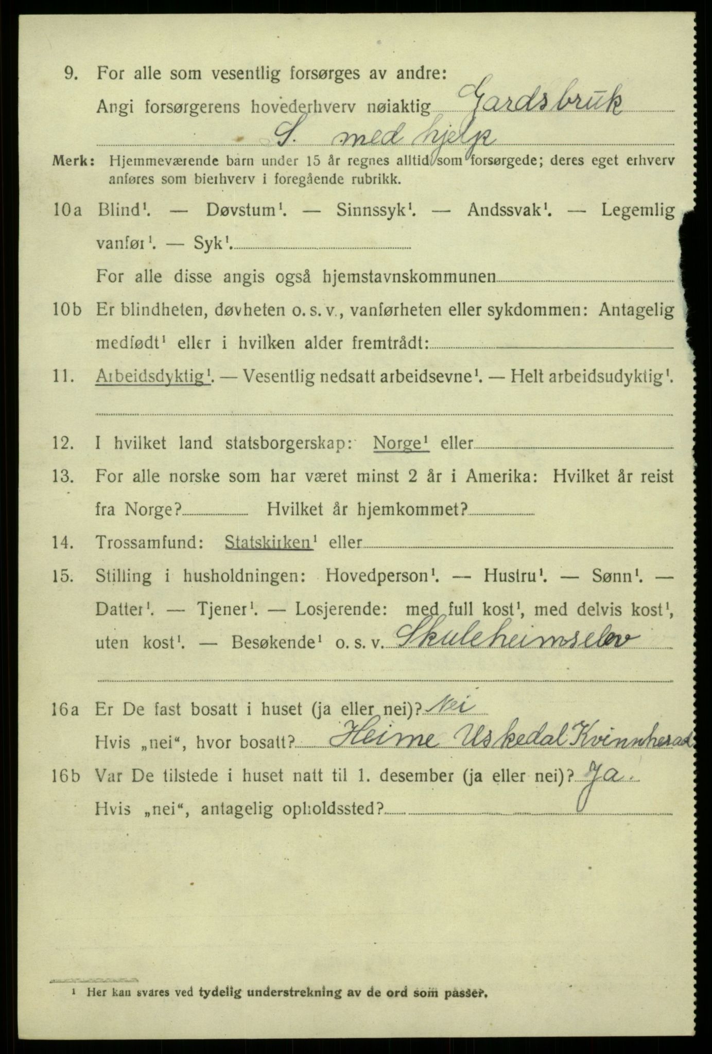 SAB, Folketelling 1920 for 1238 Kvam herred, 1920, s. 2034