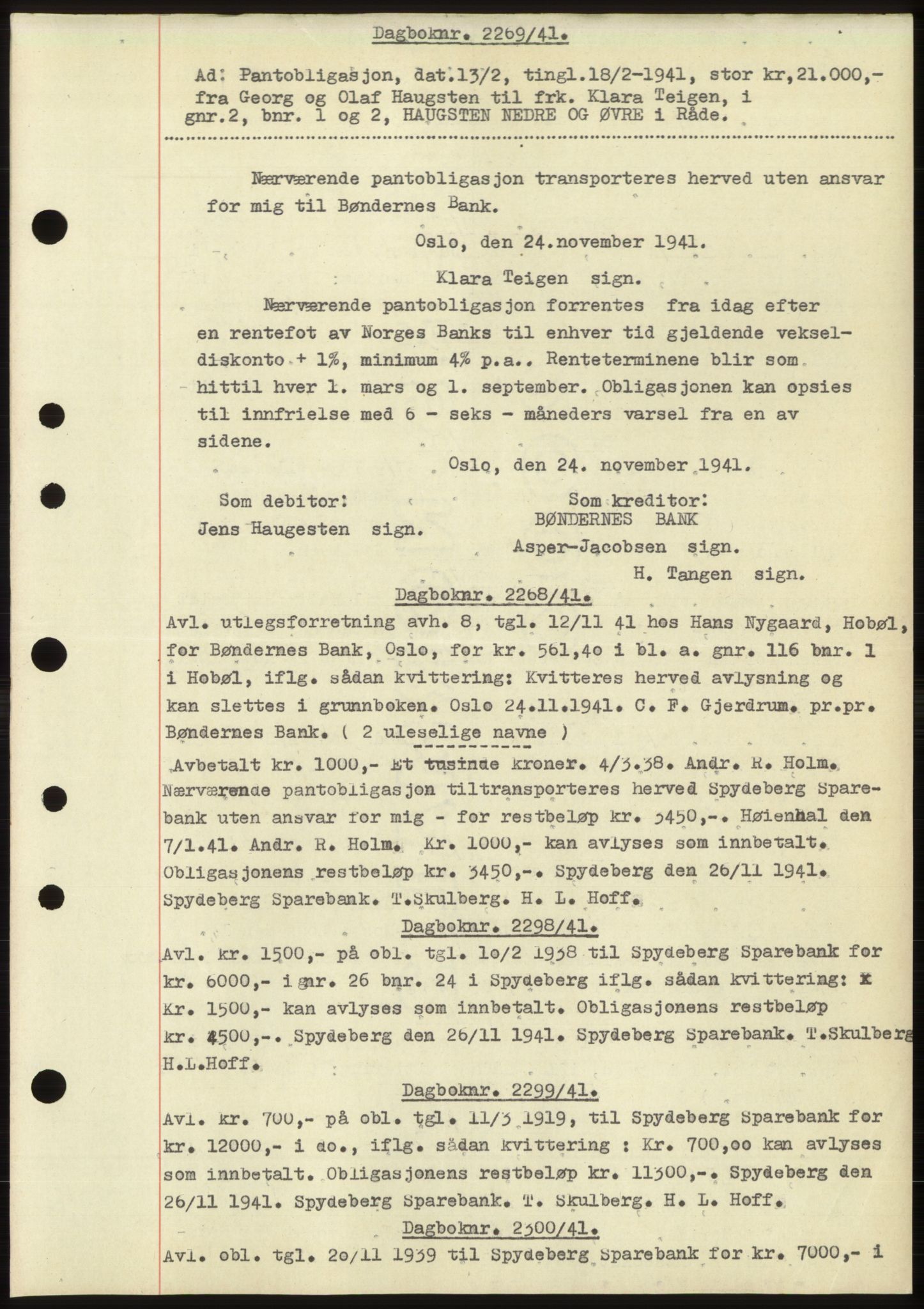 Moss sorenskriveri, SAO/A-10168: Pantebok nr. C10, 1938-1950, Dagboknr: 2269/1941